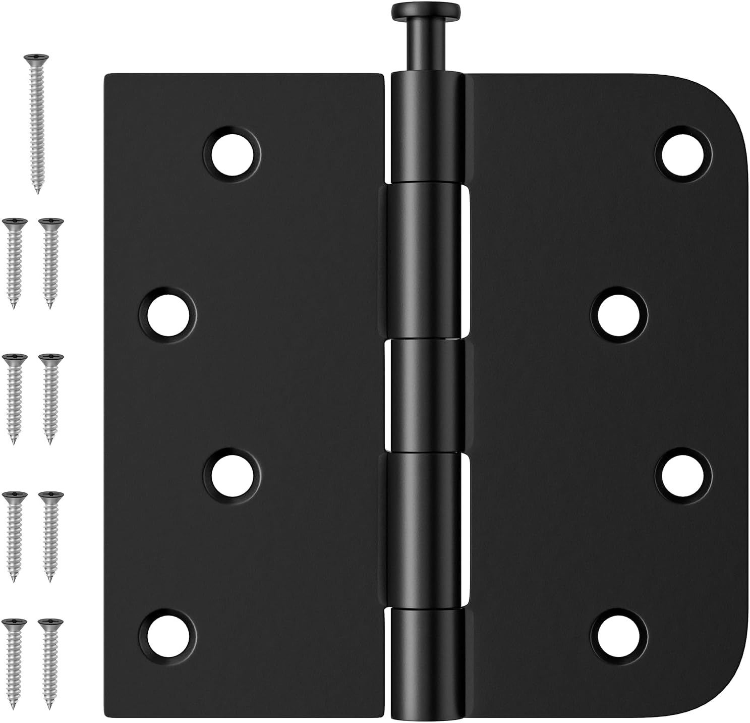 3 Pack Black Door Hinges 4 Inch, Exterior Door Hinges with Square & 5/8