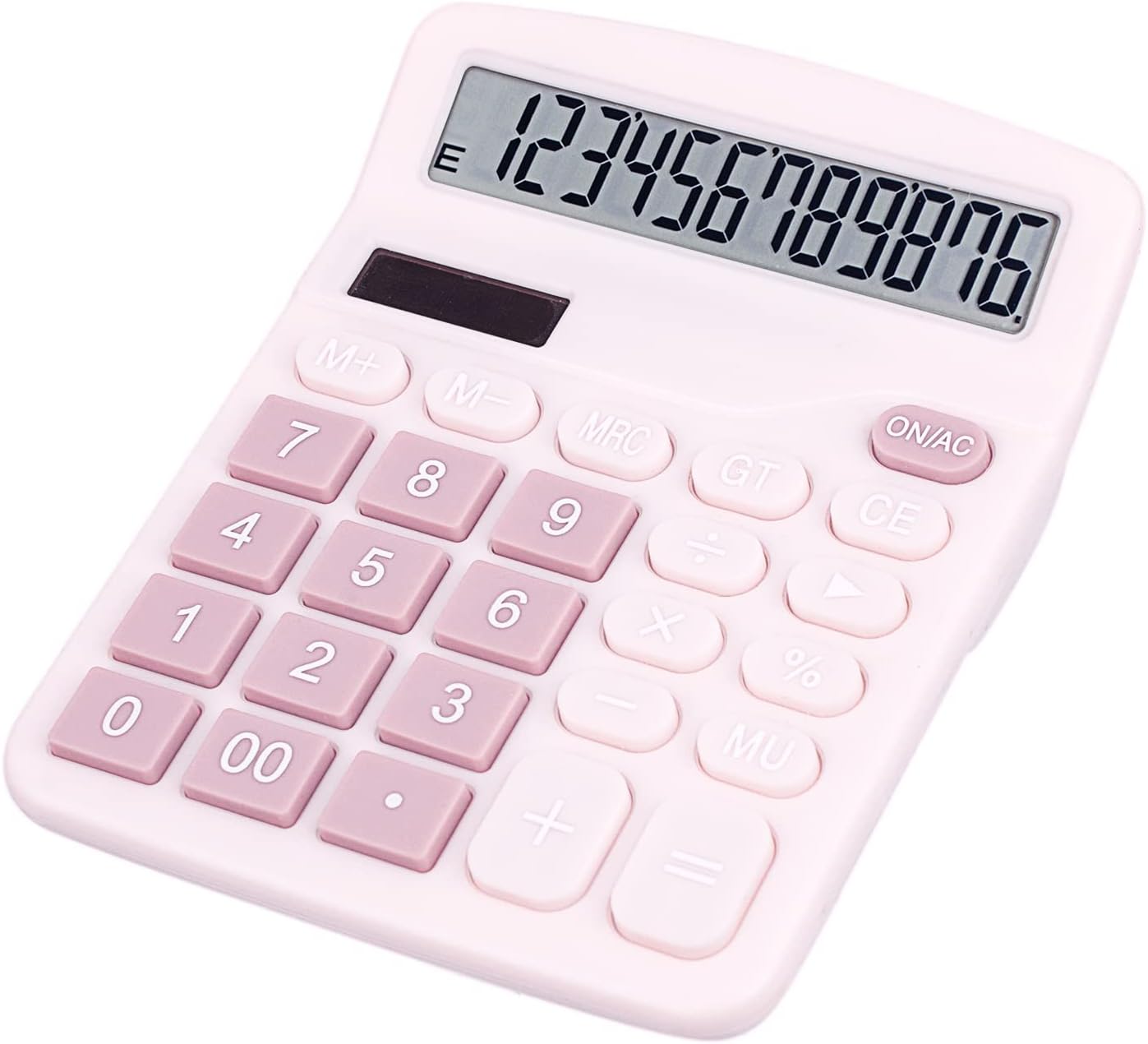 Cute Pink Desktop Calculator with Big Buttons, Dual Power Source, Solar and Battery, Large Display Screen - Perfect for Office, Teachers, and Students (Pink) - Image 1