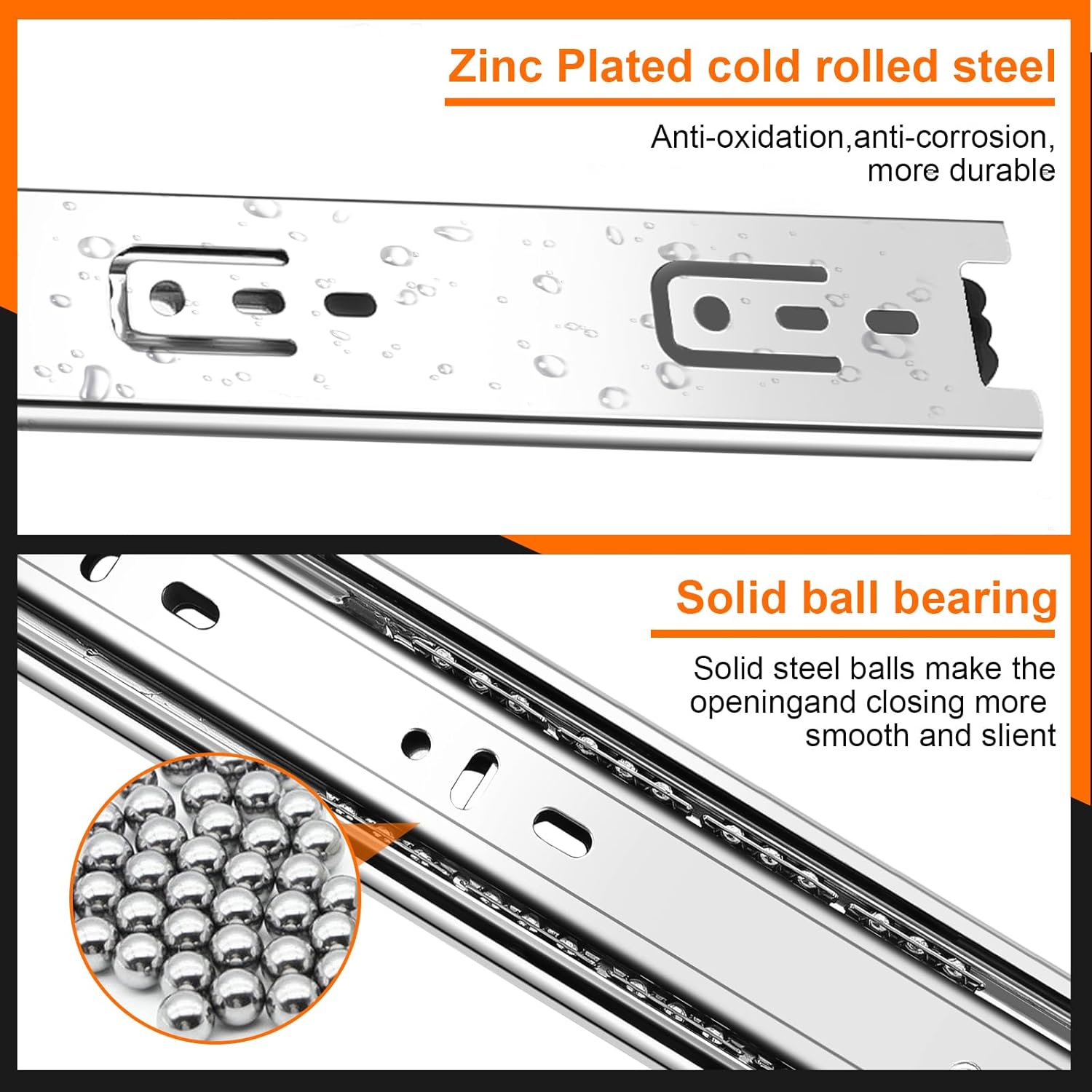 14 inch Drawer Slides 4 Pairs (8pcs) 3 fold Full Extension Side Mount Cabinet Drawer Glides 14
