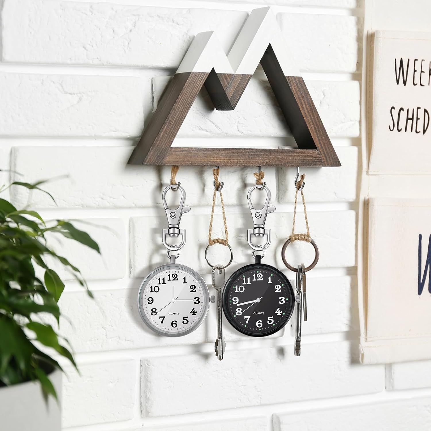 2 Pieces Quartz Pocket Watch with Key Buckle Round Keychain Clip on Watch Portable Unisex - Image 7