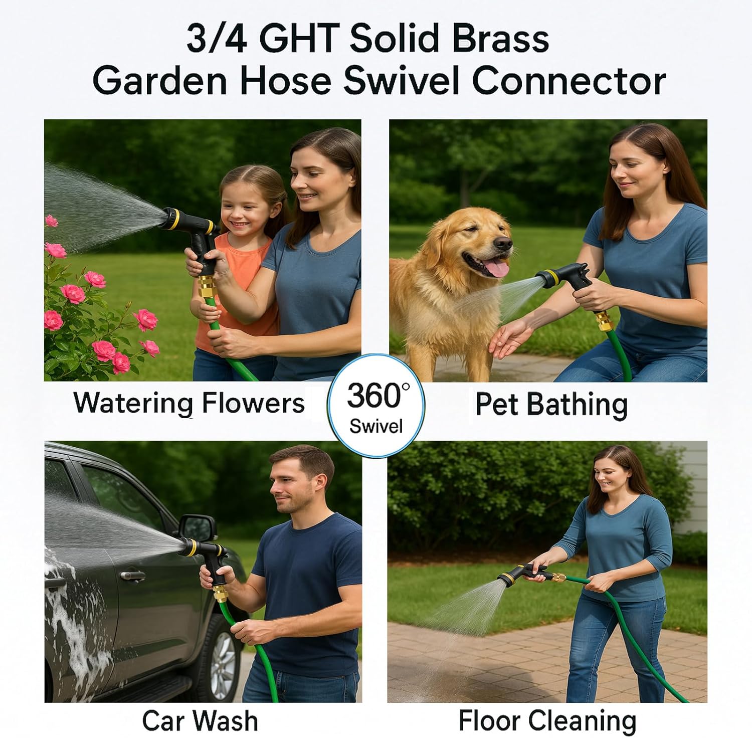 2 Pack Garden Hose Swivel Connector, 3/4
