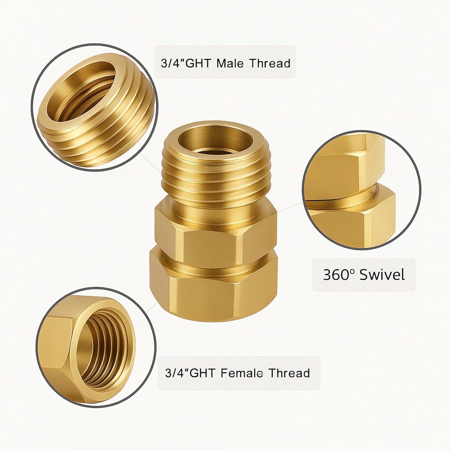 2 Pack Garden Hose Swivel Connector, 3/4