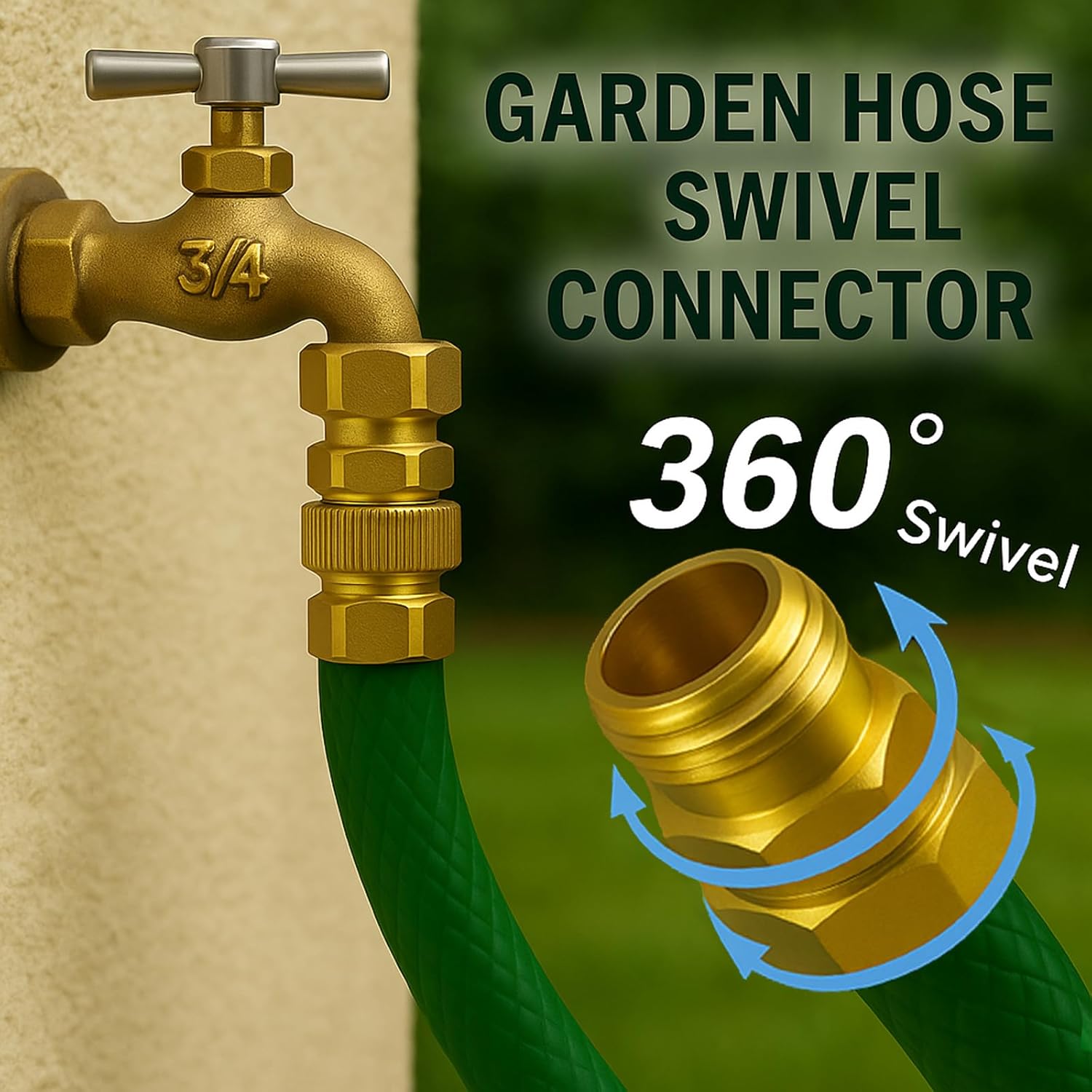 2 Pack Garden Hose Swivel Connector, 3/4