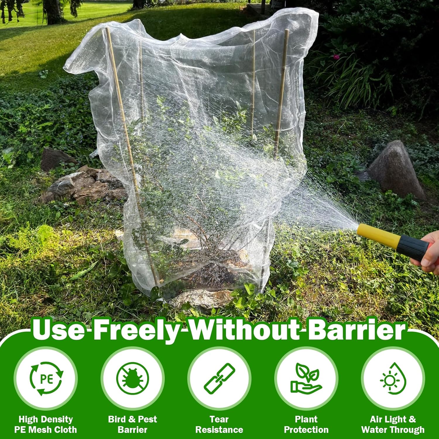 4 Pack Garden Mesh Netting for Plants 2.6x3.3ft - 3.3x4.9ft Insect Bird Netting Pest Barrier Bag with Drawstring 2 Size Fruits Tree Blueberry Bush Netting Cover Bag Protection for Vegetables Tomato - Image 4