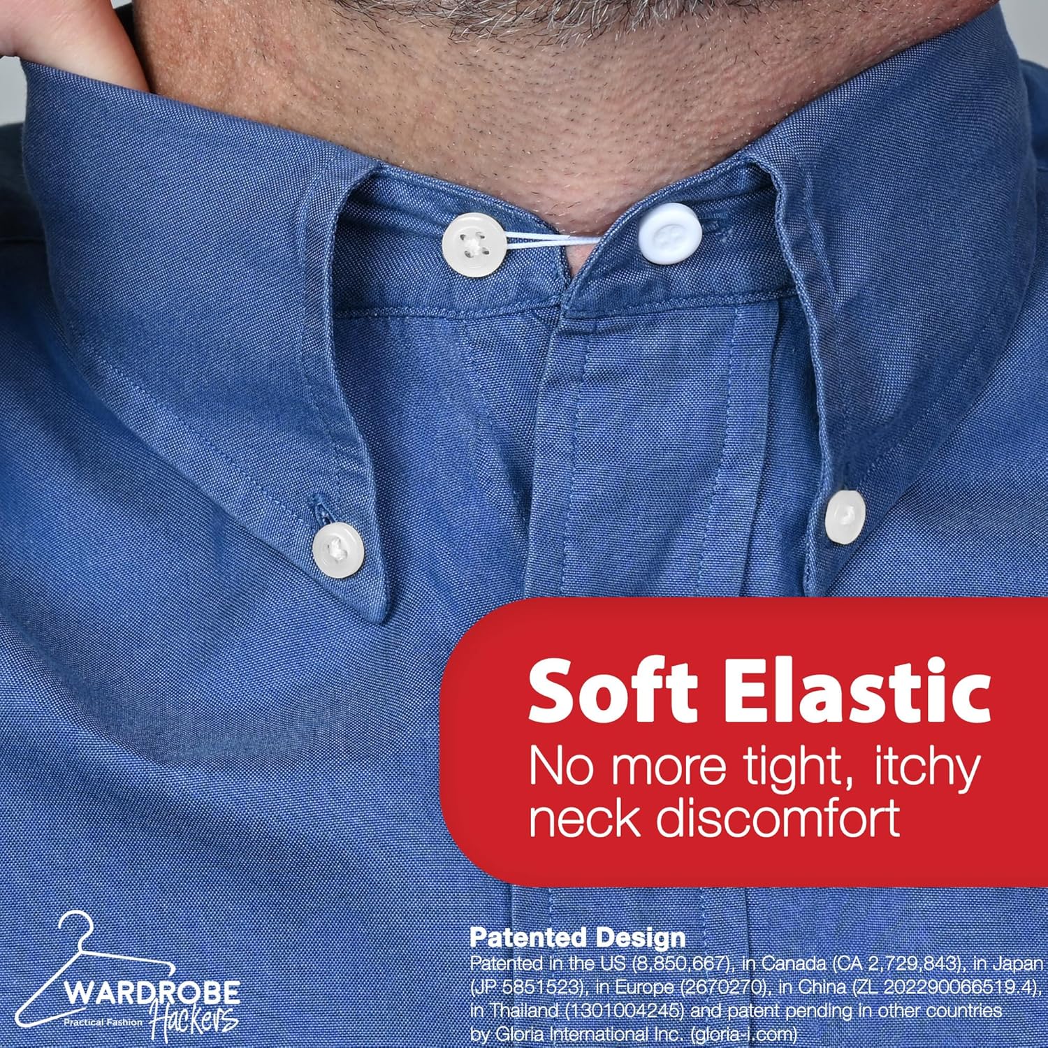 Collar Extenders for Mens Shirts Soft Elastic Expand Tight Neck Relief Dress Shirt Button Extensions - Image 4