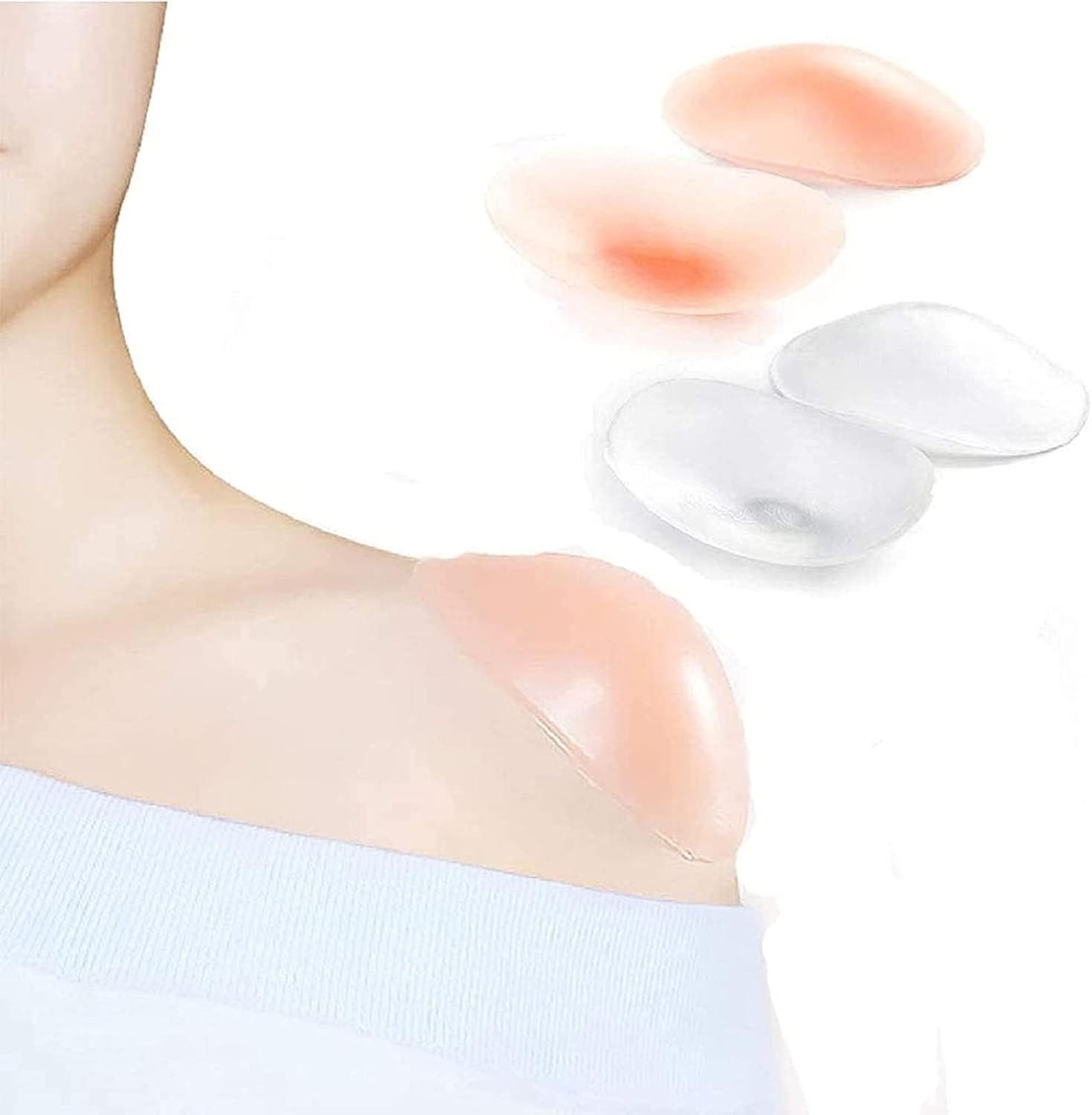 Silicone Shoulder Pads for Womens Clothing, Anti-Slip Shoulder Push-Up Pads Invisible Breathable Enhancer Reusable (2 Pairs (Transparent & Skin) - Image 1