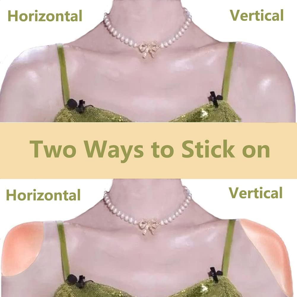 Silicone Shoulder Pads for Womens Clothing, Anti-Slip Shoulder Push-Up Pads Invisible Breathable Enhancer Reusable (2 Pairs (Transparent & Skin) - Image 2