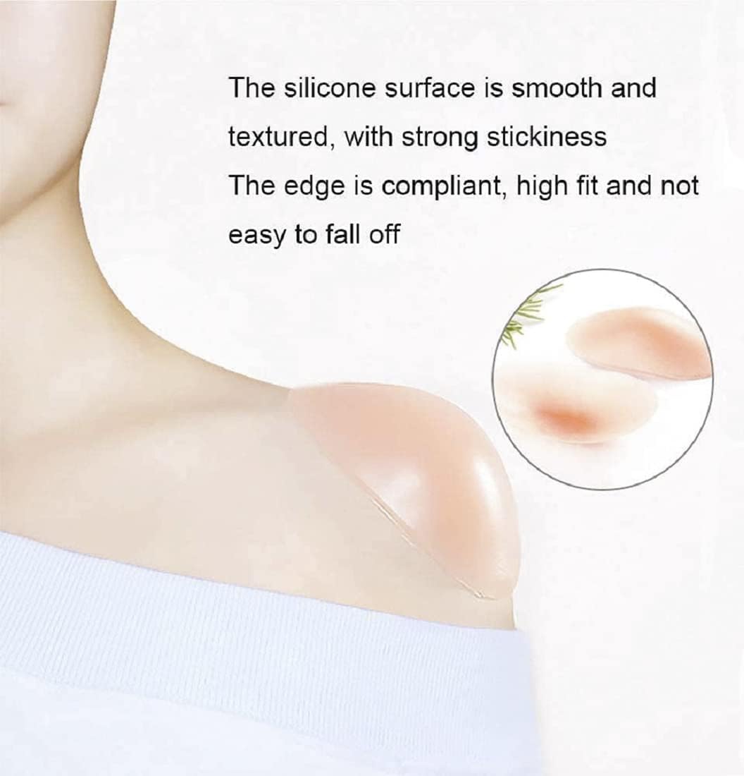 Silicone Shoulder Pads for Womens Clothing, Anti-Slip Shoulder Push-Up Pads Invisible Breathable Enhancer Reusable (2 Pairs (Transparent & Skin) - Image 3