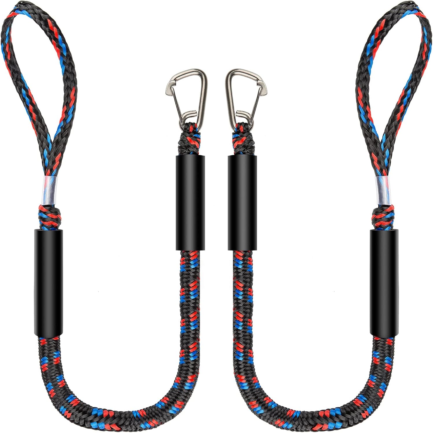 Boat Bungee Dock Lines with 316 Stainless Clips - Shock-Absorbing Jet Ski Dock Line, PWC Accessories, Boat Mooring Line/Tie Downs for Bass Boat, Fishing Pontoon, Dinghy - 4Feet - Image 1