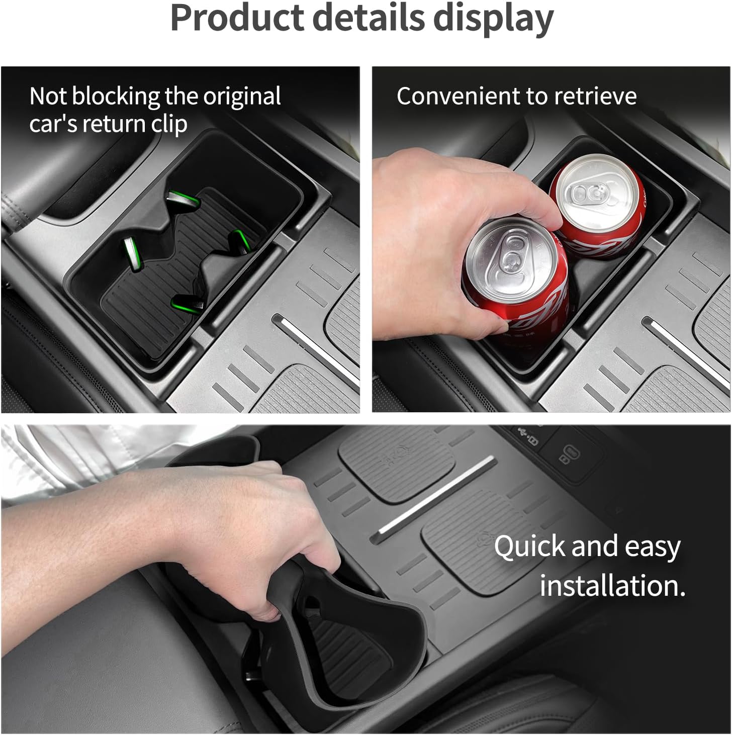 for 2024 2025 2026 Hyundai Santa Fe Not for Hyundai Tucson Center Console Silicone Water Cup Holder Insert with Wireless Charging Pad Protector 2PCS Black for Santa Fe Accessories - Image 5