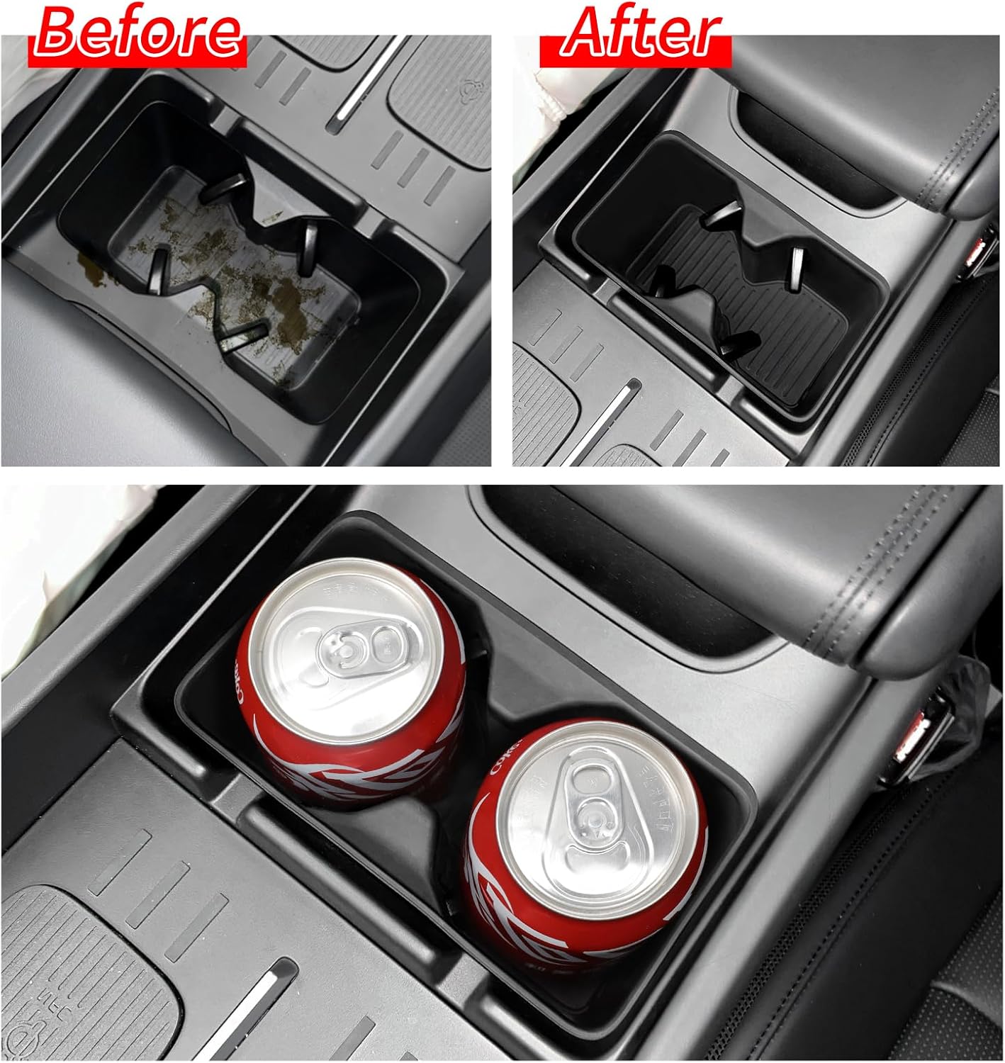 for 2024 2025 2026 Hyundai Santa Fe Not for Hyundai Tucson Center Console Silicone Water Cup Holder Insert with Wireless Charging Pad Protector 2PCS Black for Santa Fe Accessories - Image 6