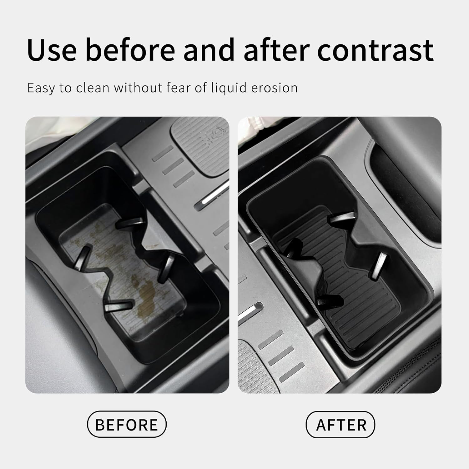 for 2024 2025 2026 Hyundai Santa Fe Not for Hyundai Tucson Center Console Silicone Water Cup Holder Insert with Wireless Charging Pad Protector 2PCS Black for Santa Fe Accessories - Image 7