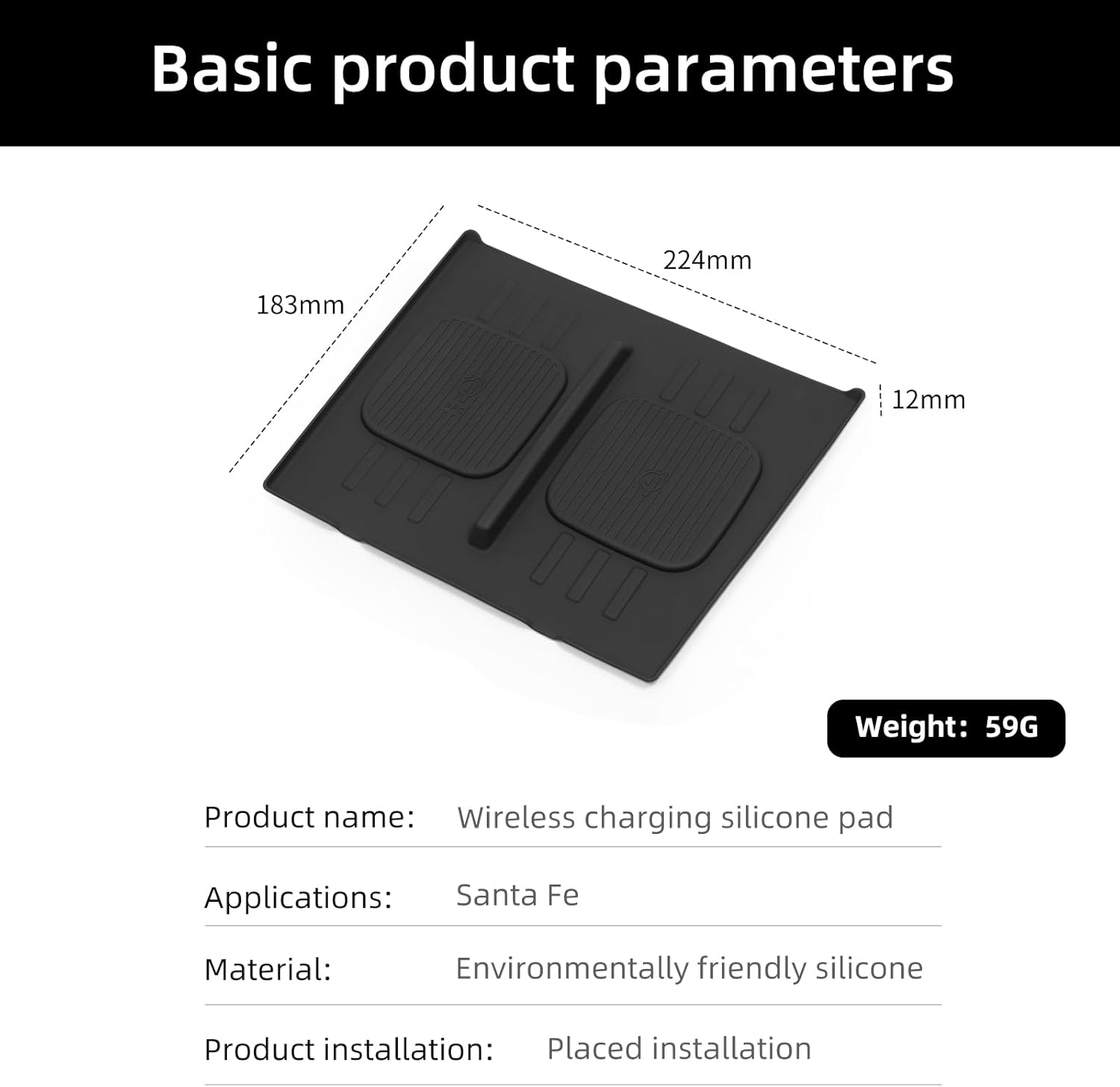 for 2024 2025 2026 Hyundai Santa Fe Not for Hyundai Tucson Center Console Silicone Water Cup Holder Insert with Wireless Charging Pad Protector 2PCS Black for Santa Fe Accessories - Image 8