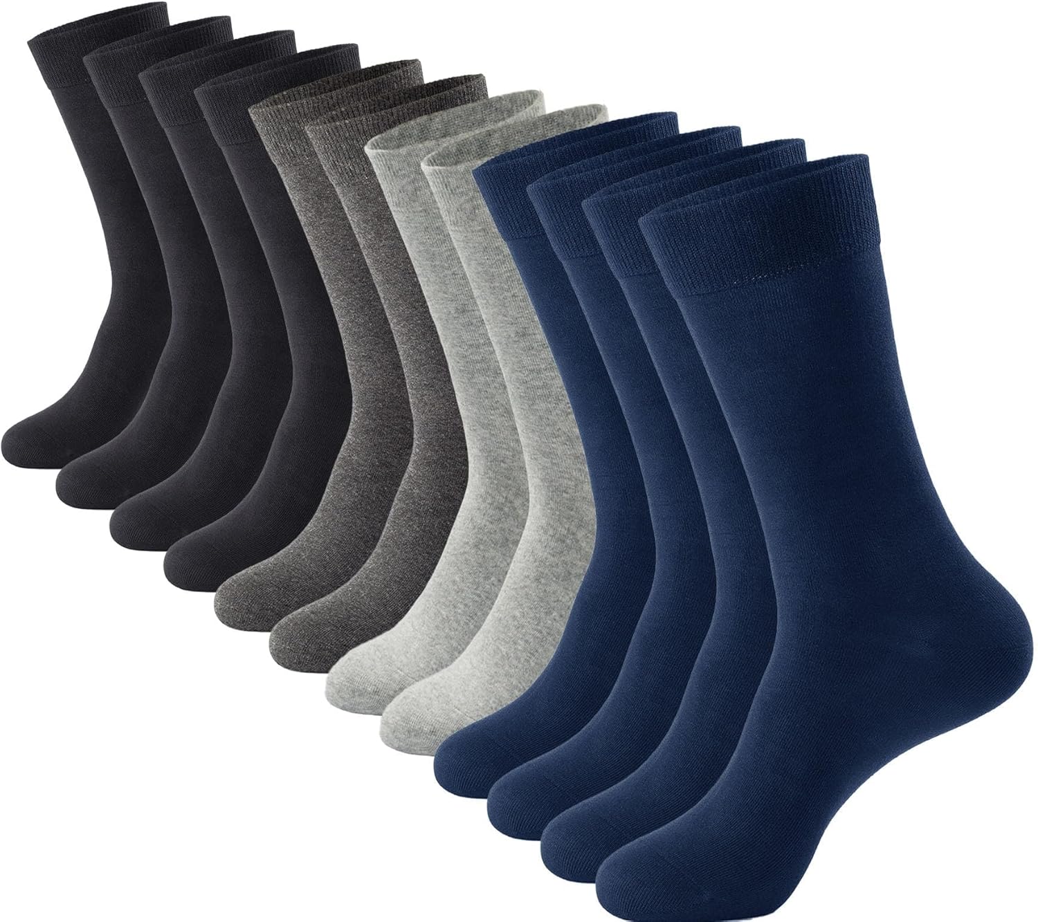 Men's Dress Socks 6 pairs Black Cotton Crew Socks, Anti-Odor&Breathable for Business/Casual, Size 6-15 - Image 1