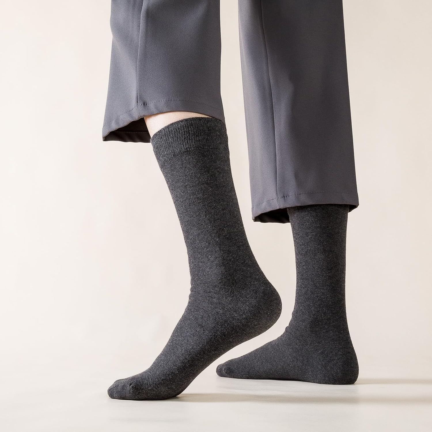 Men's Dress Socks 6 pairs Black Cotton Crew Socks, Anti-Odor&Breathable for Business/Casual, Size 6-15 - Image 5