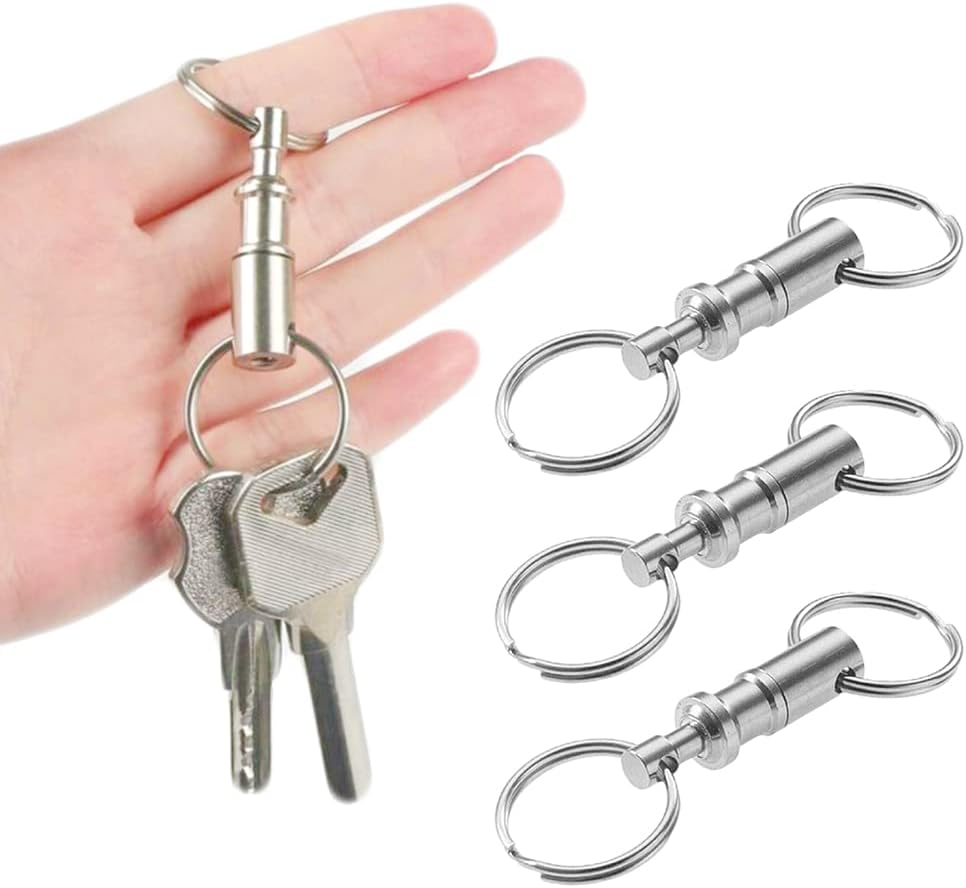 3 Pack Quick Release Detachable Keychain Dual Pull Apart Key Chain Spring Split Snap Separate Double Key Ring Lock Valet Keys Flashlights DIY Crafts Accessories - Image 1