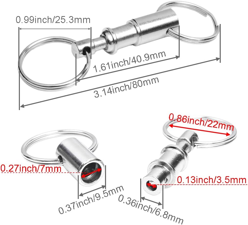 3 Pack Quick Release Detachable Keychain Dual Pull Apart Key Chain Spring Split Snap Separate Double Key Ring Lock Valet Keys Flashlights DIY Crafts Accessories - Image 2