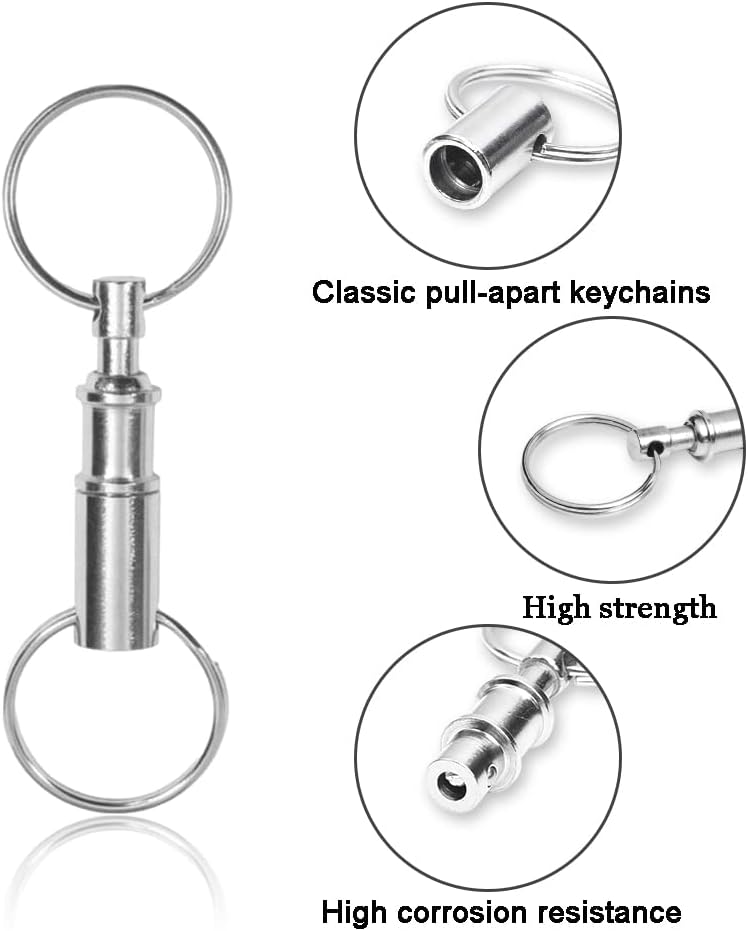 3 Pack Quick Release Detachable Keychain Dual Pull Apart Key Chain Spring Split Snap Separate Double Key Ring Lock Valet Keys Flashlights DIY Crafts Accessories - Image 6