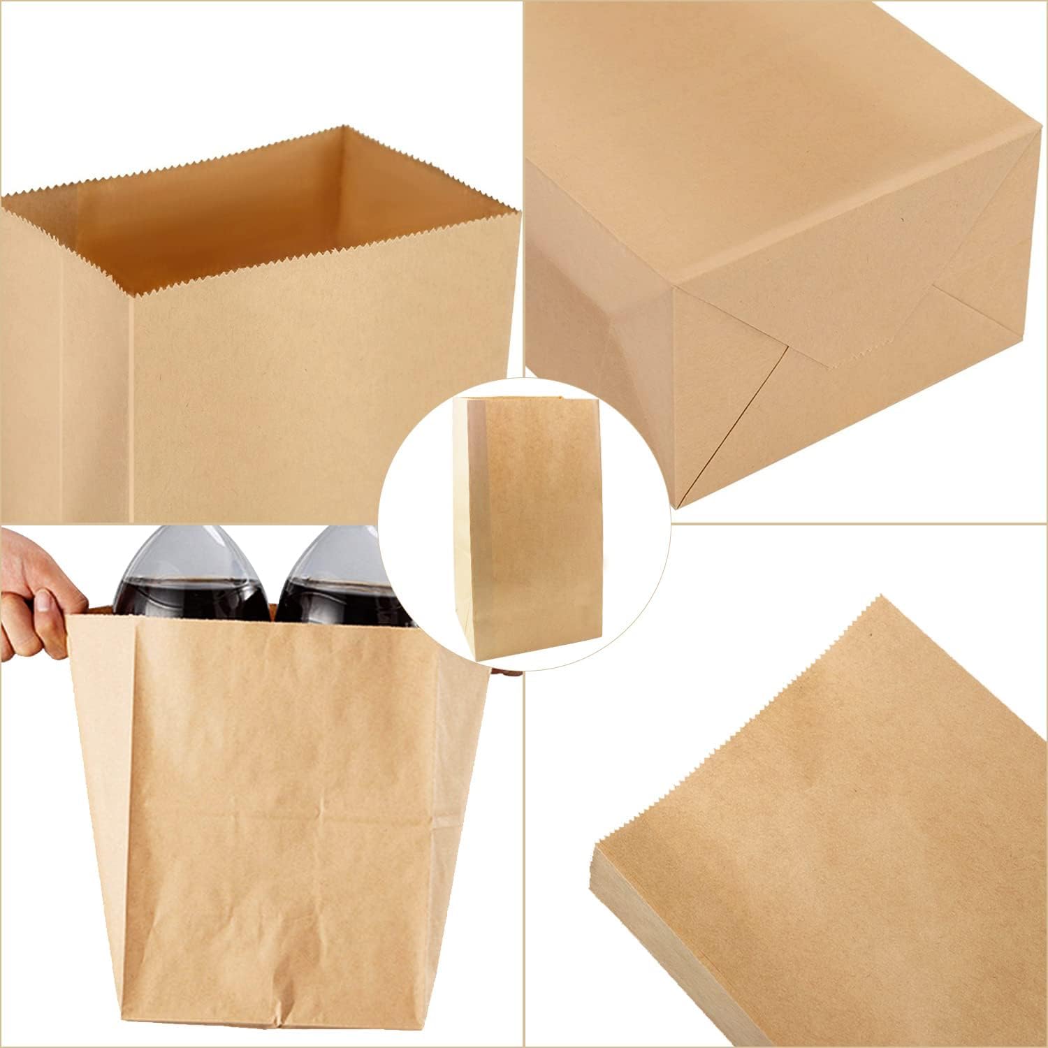 50 Pack 12 Lb Brown Paper Lunch Bags, 12.5