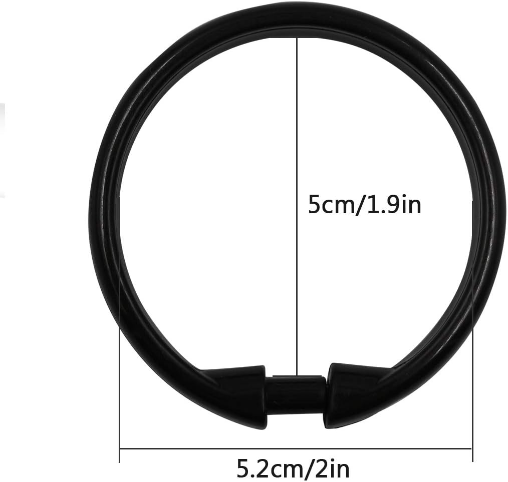 Shower Curtain Rings-12 Pack- Plastic Shower Curtain Hooks O-Shaped Rings Hook Glide Easily on Bathroom Shower Rod(Black) - Image 2
