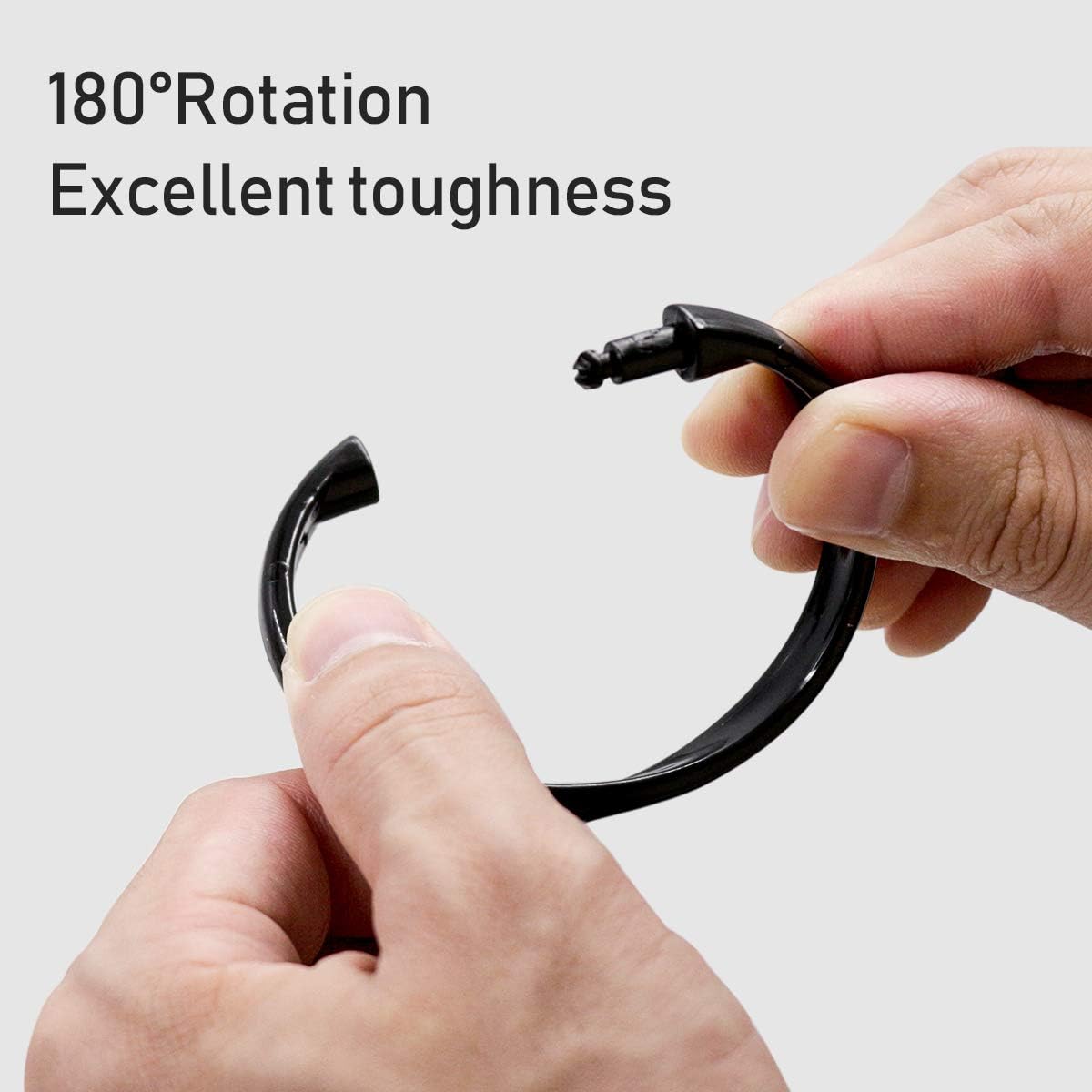 Shower Curtain Rings-12 Pack- Plastic Shower Curtain Hooks O-Shaped Rings Hook Glide Easily on Bathroom Shower Rod(Black) - Image 3