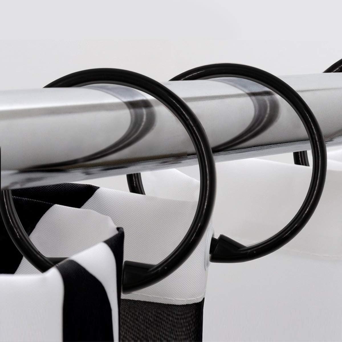 Shower Curtain Rings-12 Pack- Plastic Shower Curtain Hooks O-Shaped Rings Hook Glide Easily on Bathroom Shower Rod(Black) - Image 5