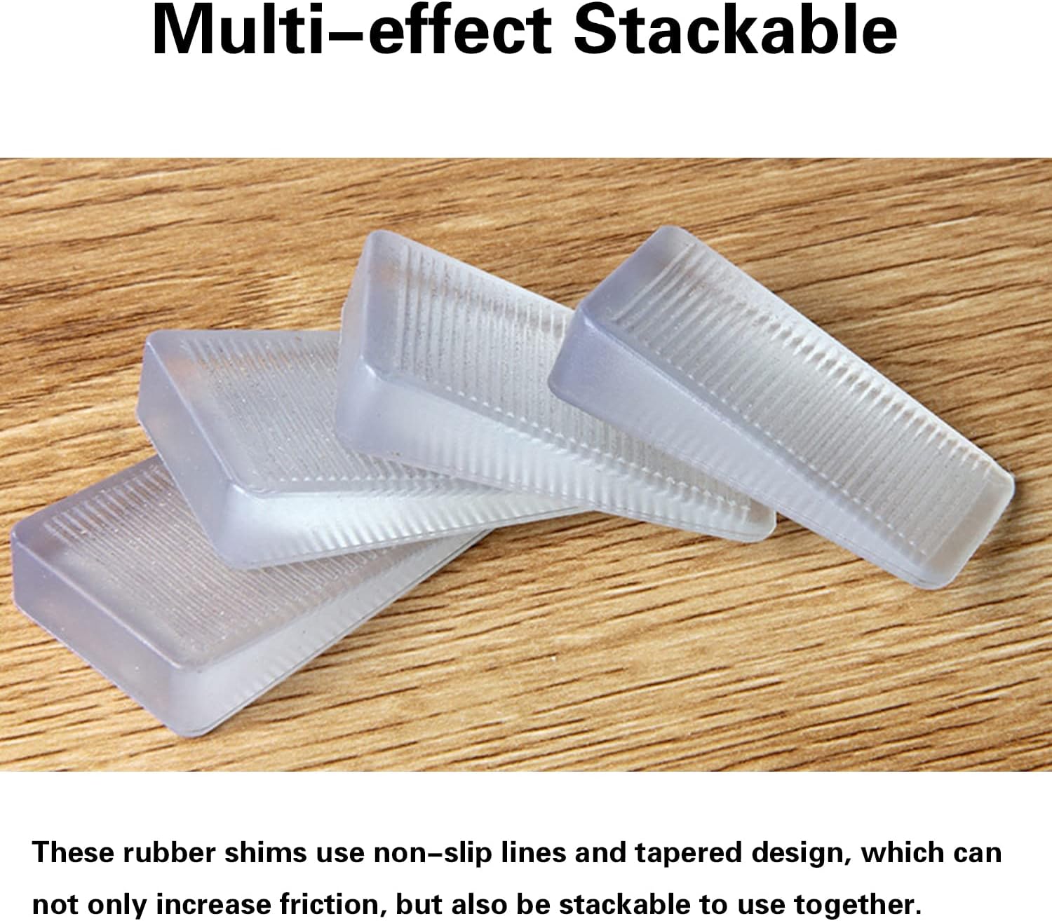 8 Pcs Clear Shims, Shims for Leveling Furniture, Trimmable Hard Wedges Table Shims, Plastic Wedge Toilet Shim, Furniture Leveler Wedges, Rubber Texture, Perfect for Level Uneven Doors, Floors - Image 2