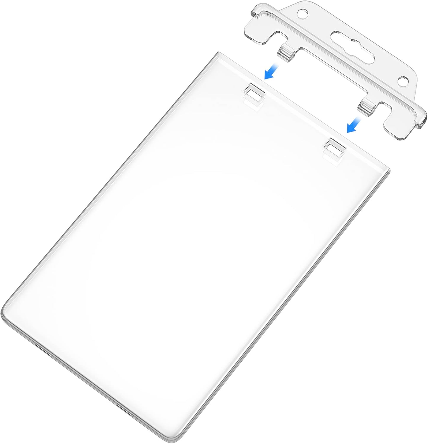 2 Pack Clear ID Badge Holder for Lanyard Hard Plastic ID Card Holder by , Permanent Locking, Vertical, Heavy Duty - Image 1