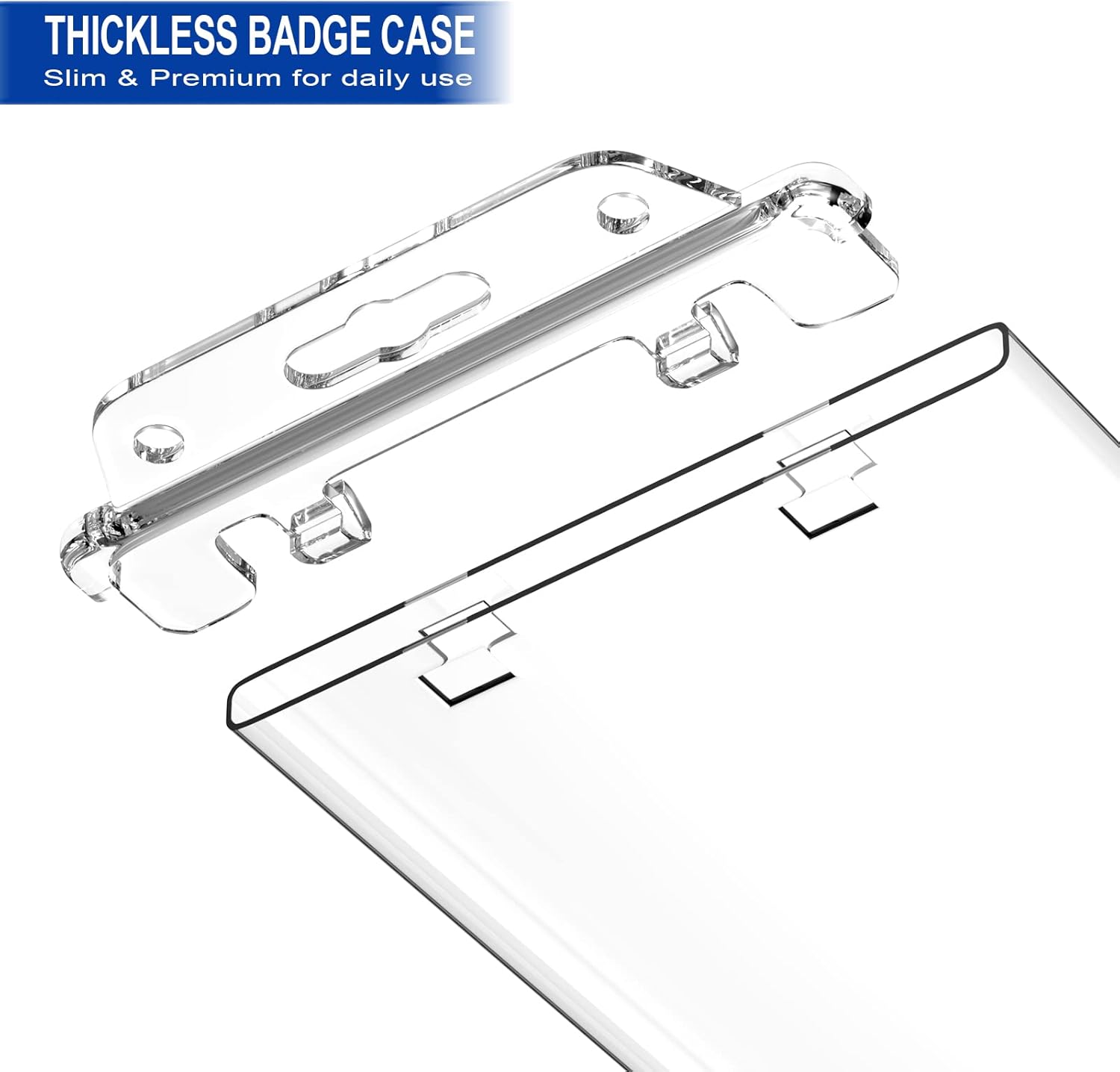 2 Pack Clear ID Badge Holder for Lanyard Hard Plastic ID Card Holder by , Permanent Locking, Vertical, Heavy Duty - Image 2