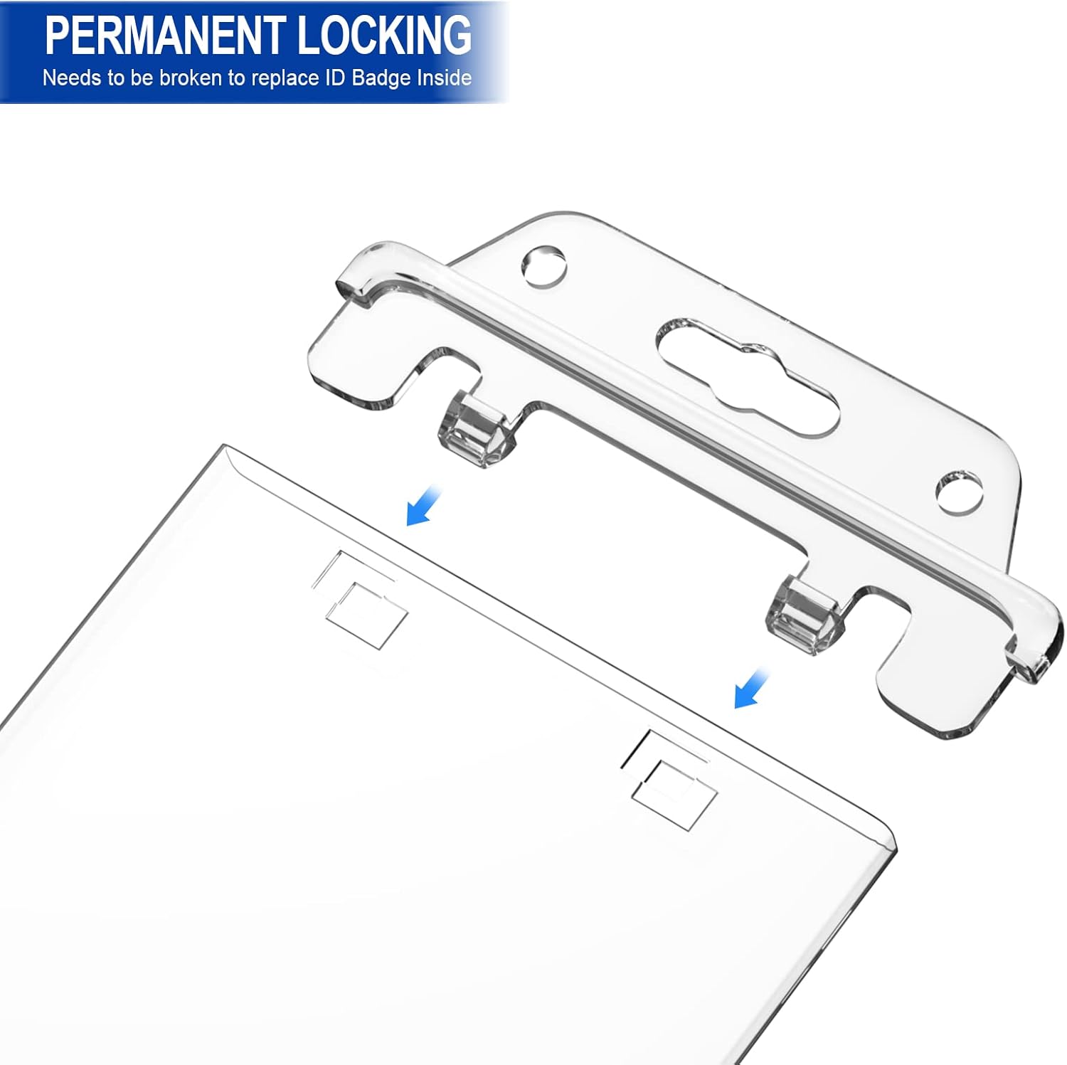2 Pack Clear ID Badge Holder for Lanyard Hard Plastic ID Card Holder by , Permanent Locking, Vertical, Heavy Duty - Image 3