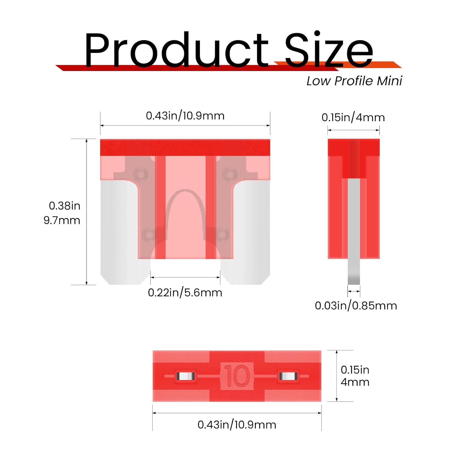 (25Pcs) 10 Amp Low Profile Mini Car Fuses, 10A Automotive Fuse, Blade Fuse for Car/RV/Truck/SUV/Motorcycle/Boat - Image 3