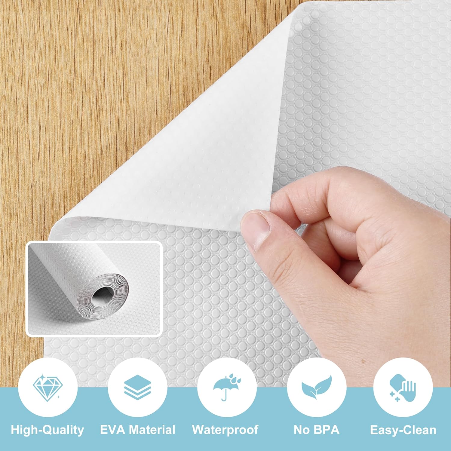 Cabinet Shelf Liner Peel and Stick: Self Adhesive Cabinets Paper - 15.7 in x 12 FT Non-Slip White Drawers Liners - Easy to Cut, Removable,  Cupboard Liner for Pantry Shelves, Countertops - Image 6
