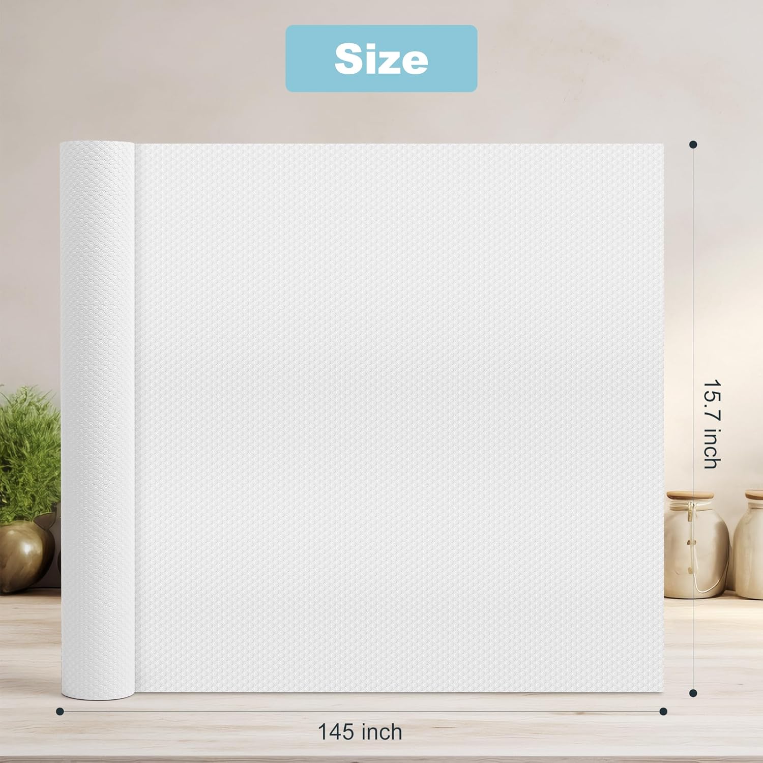 Cabinet Shelf Liner Peel and Stick: Self Adhesive Cabinets Paper - 15.7 in x 12 FT Non-Slip White Drawers Liners - Easy to Cut, Removable,  Cupboard Liner for Pantry Shelves, Countertops - Image 8