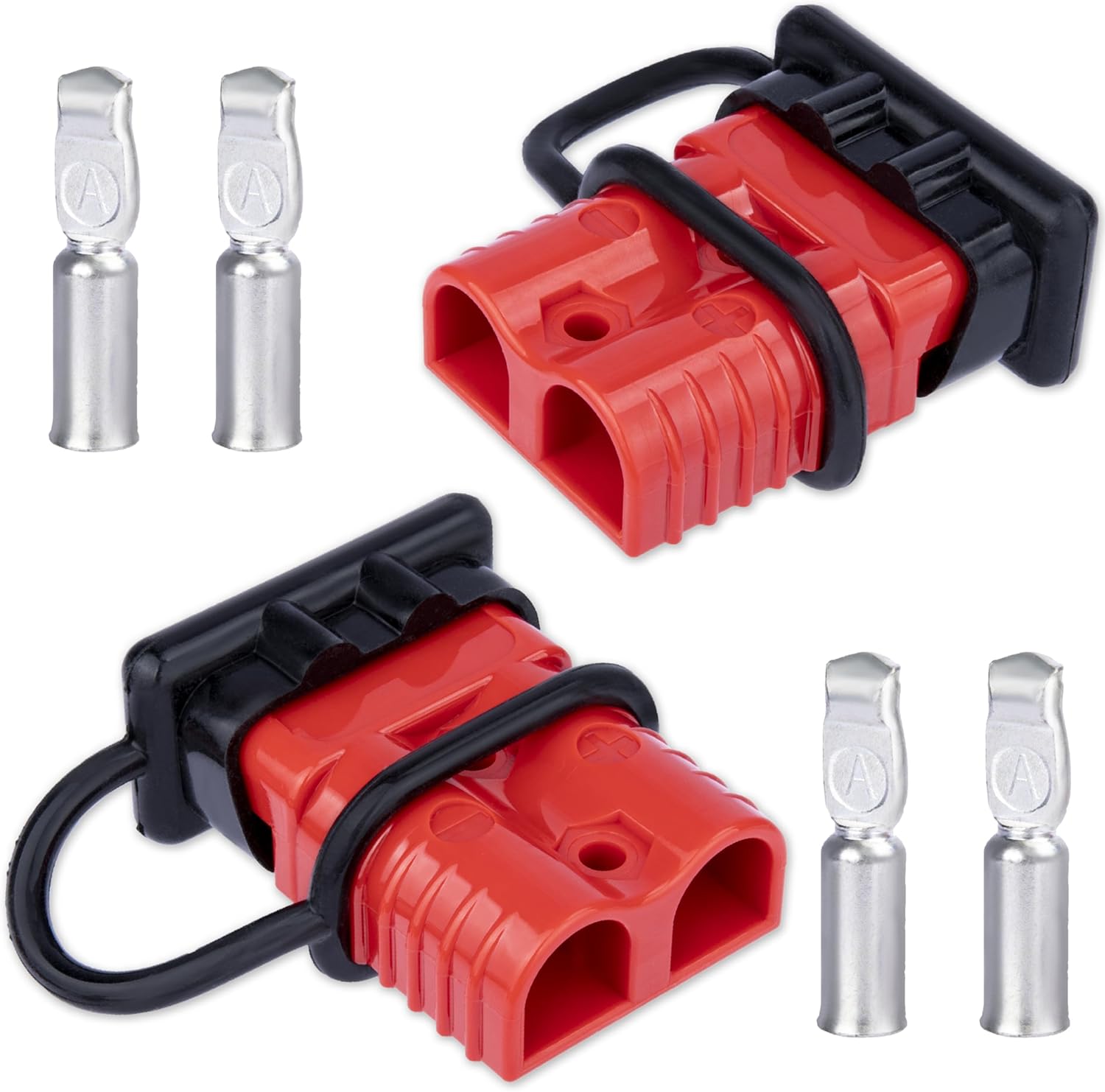 Anderson Connector 2 Pcs, 175 Amp 12v Batteries Quick Connect/Disconnect Plug Kit, Connectors for 1/0 AWG Cables, for Car Bike ATV Winches Lifts Motors More, Red - Image 1