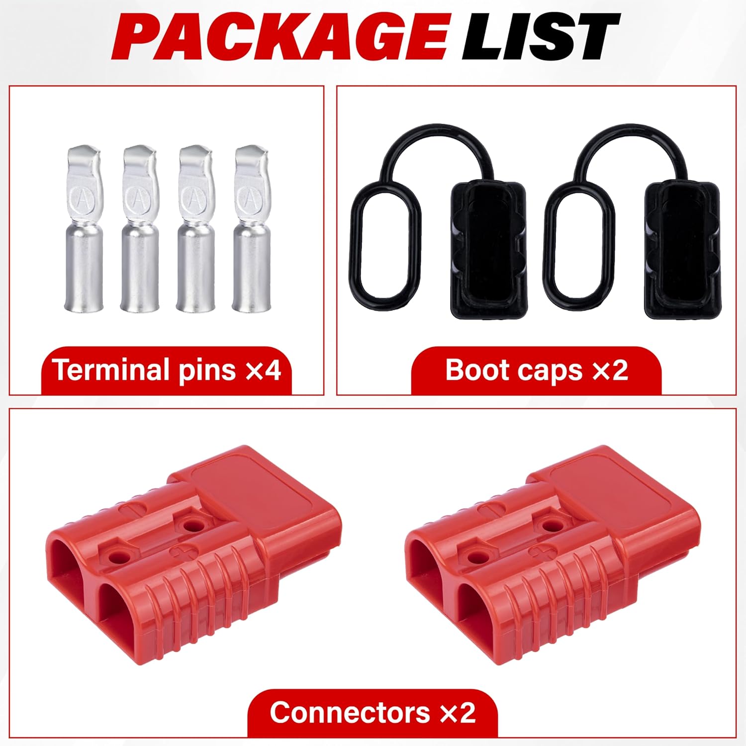 Anderson Connector 2 Pcs, 175 Amp 12v Batteries Quick Connect/Disconnect Plug Kit, Connectors for 1/0 AWG Cables, for Car Bike ATV Winches Lifts Motors More, Red - Image 3
