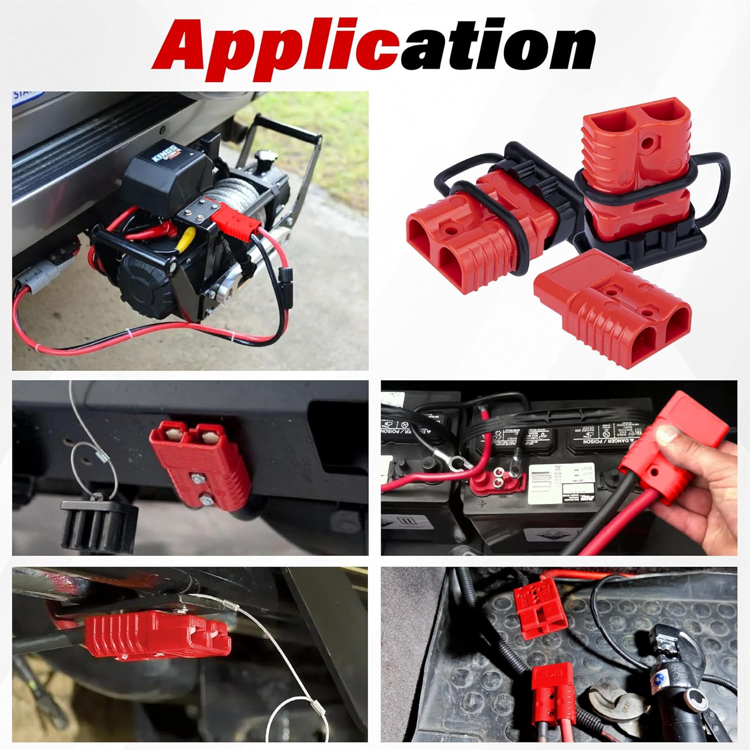 Anderson Connector 2 Pcs, 175 Amp 12v Batteries Quick Connect/Disconnect Plug Kit, Connectors for 1/0 AWG Cables, for Car Bike ATV Winches Lifts Motors More, Red - Image 6