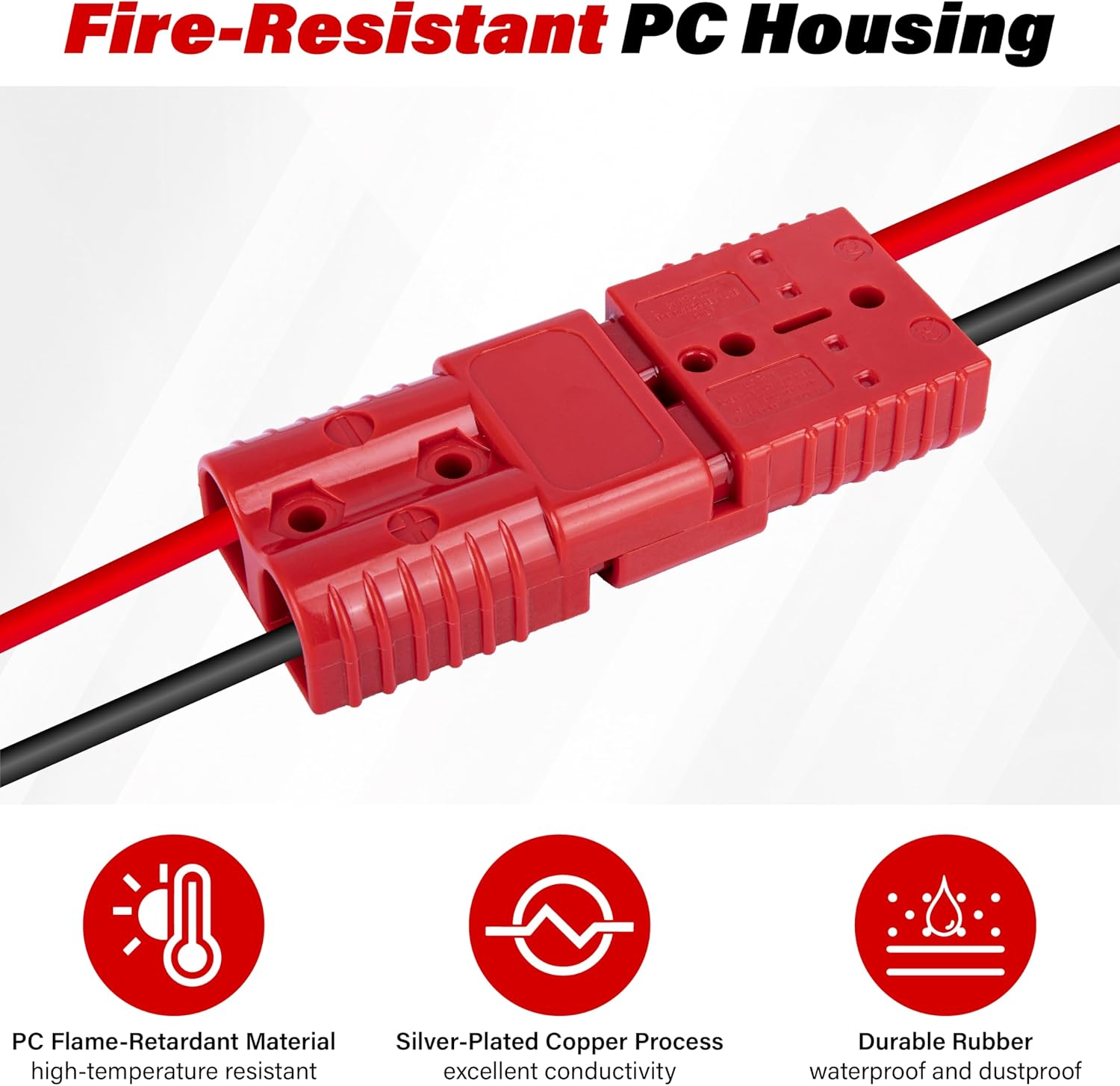 Anderson Connector 2 Pcs, 175 Amp 12v Batteries Quick Connect/Disconnect Plug Kit, Connectors for 1/0 AWG Cables, for Car Bike ATV Winches Lifts Motors More, Red - Image 7