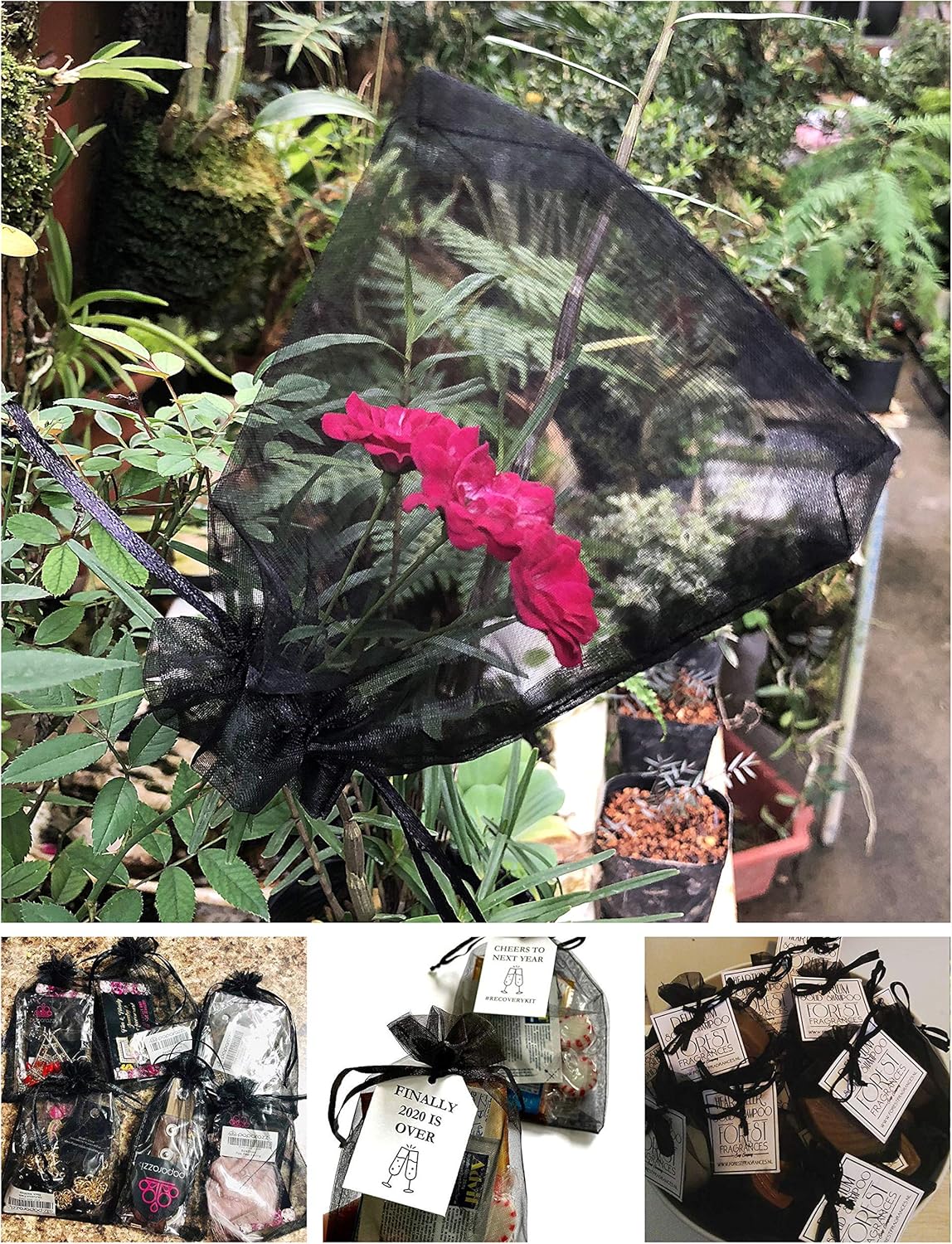 100PCS Sheer Organza Bag 5''X7'' Black Mesh Bags Drawstring Gift Bag Small for Jewelry Goodie Candy Wedding Party Favor Pouch Bags (Black) - Image 8