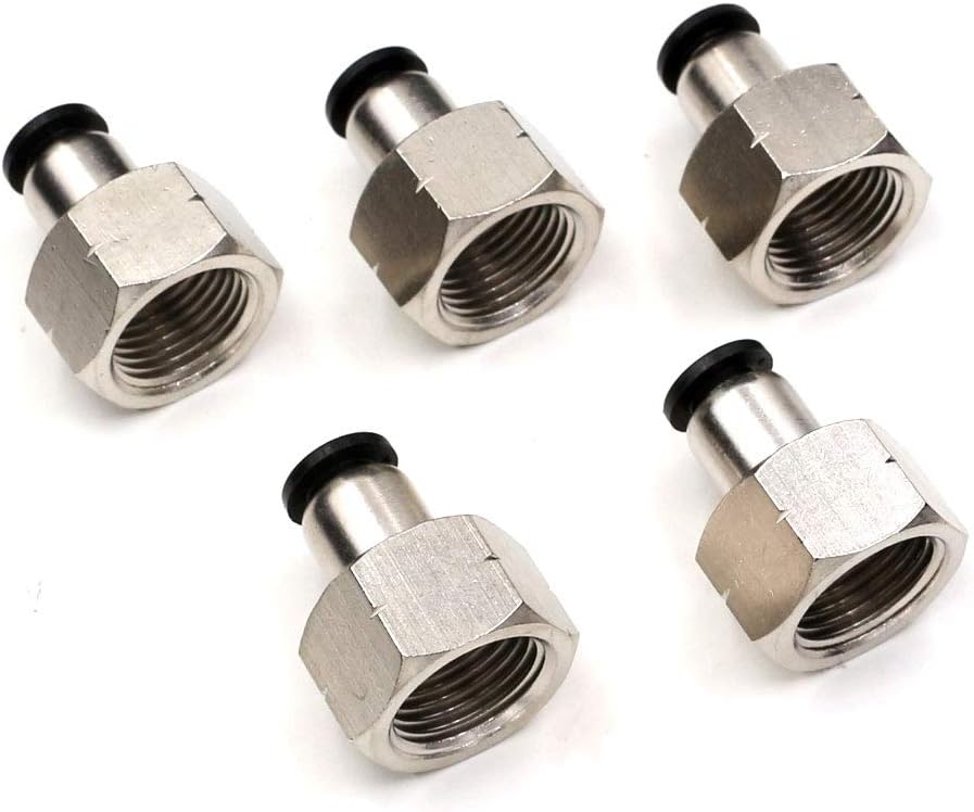 3/8 NPT Air Lines Fittings 1/4 OD Tubing Push Connect Air Fittings Quick Connect Tube Fittings Push in Connectors Fittings Air Hose Fittings Pneumatic Fittings Push Lock Fittings PCF 5Packs - Image 1