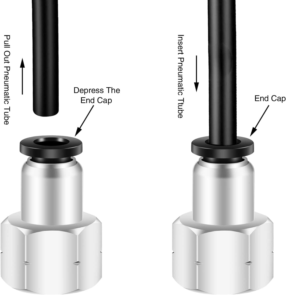 3/8 NPT Air Lines Fittings 1/4 OD Tubing Push Connect Air Fittings Quick Connect Tube Fittings Push in Connectors Fittings Air Hose Fittings Pneumatic Fittings Push Lock Fittings PCF 5Packs - Image 5