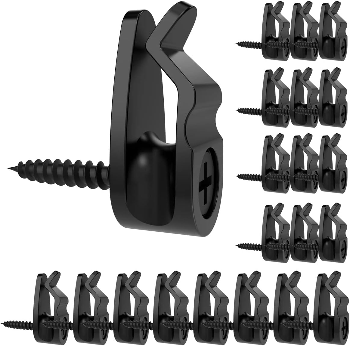 String Light Hanger Hooks,Screw in Hooks for Hanging Christmas Light,Led Fairy Led Light Clips,Black,50 Pack (Small) - Image 1