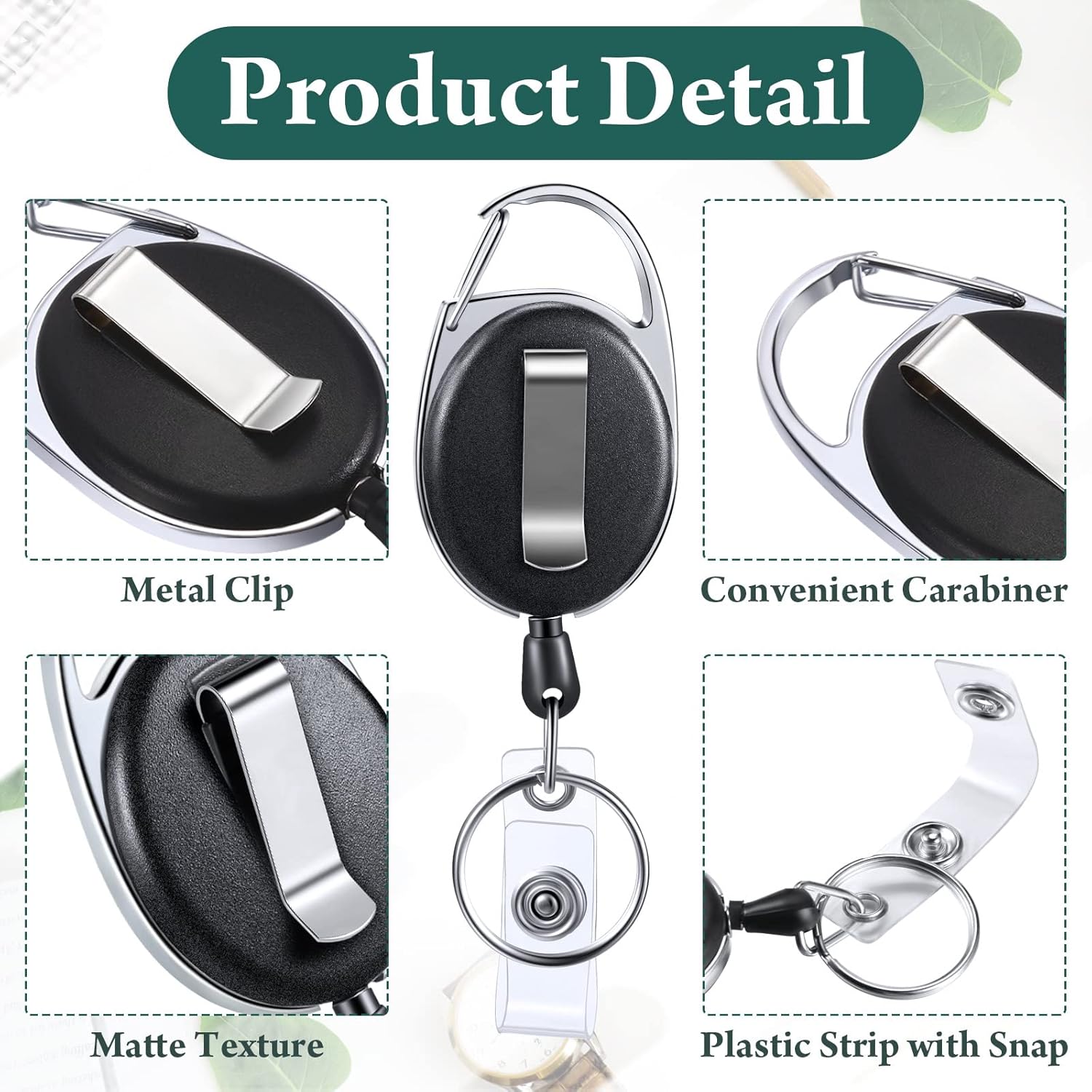 50 Pcs Heavy Duty Retractable Badge Reels Batch ID Badge Holder Retractable Clip Bulk Key Holder with Ring for Office Worker Employee, Doctor Nurse Gifts (Black) - Image 3