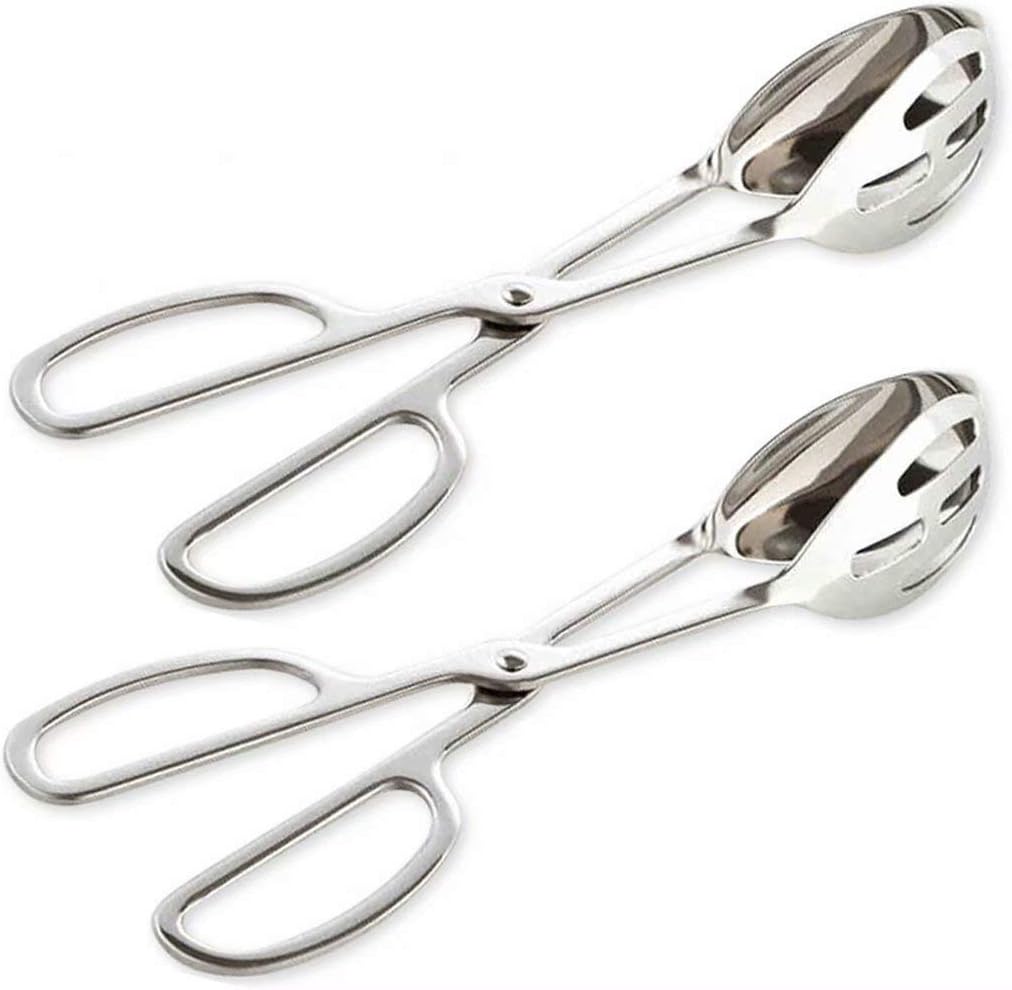 2-PACK Serving Tongs for Cooking Buffet Party Catering, Thickening Food Serving Cake Bread Kitchen Salad Tongs, Stainless Steel - Image 1
