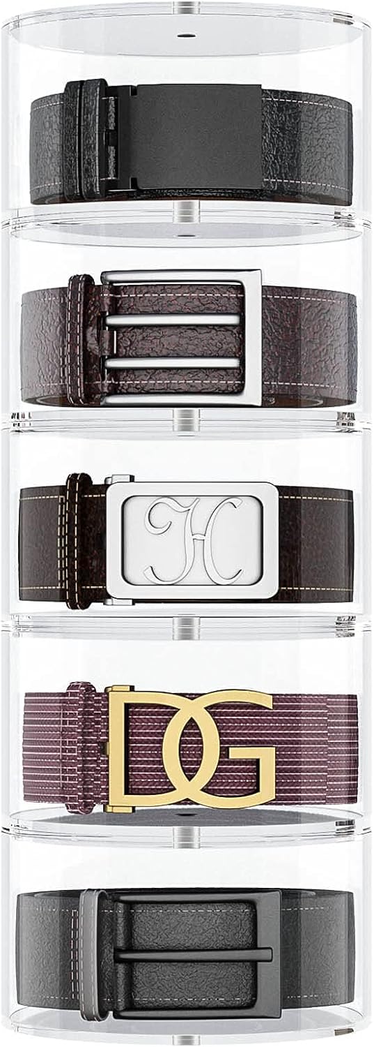 Belt Organizer, Acrylic 5 Layers Belt Case Storage Holder and Display for Accessories like Jewelry,Watch,Bracelets - Image 1