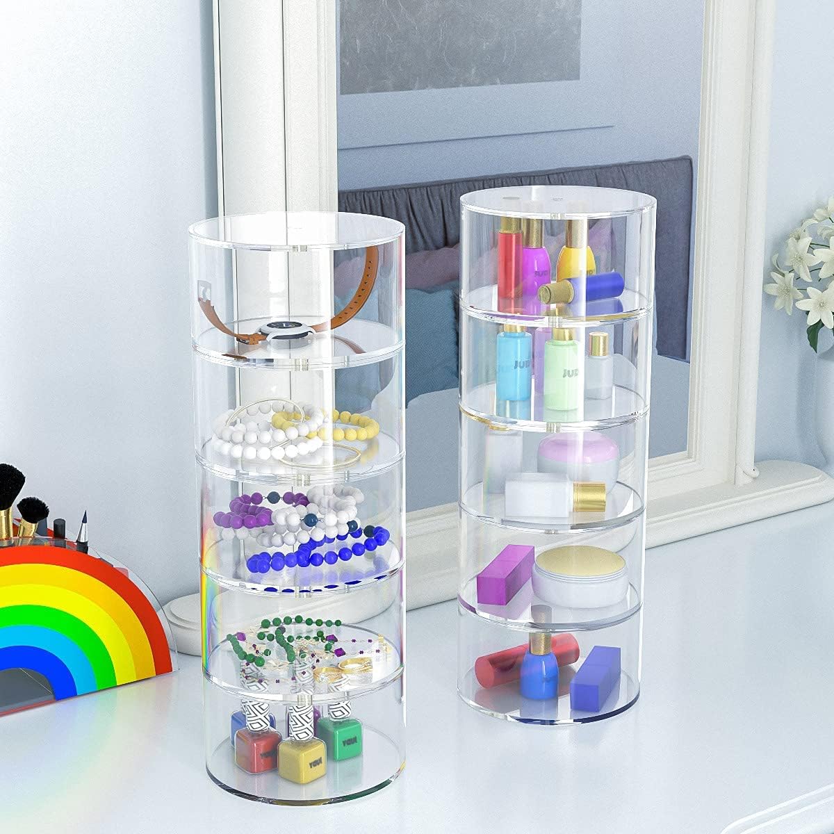 Belt Organizer, Acrylic 5 Layers Belt Case Storage Holder and Display for Accessories like Jewelry,Watch,Bracelets - Image 5