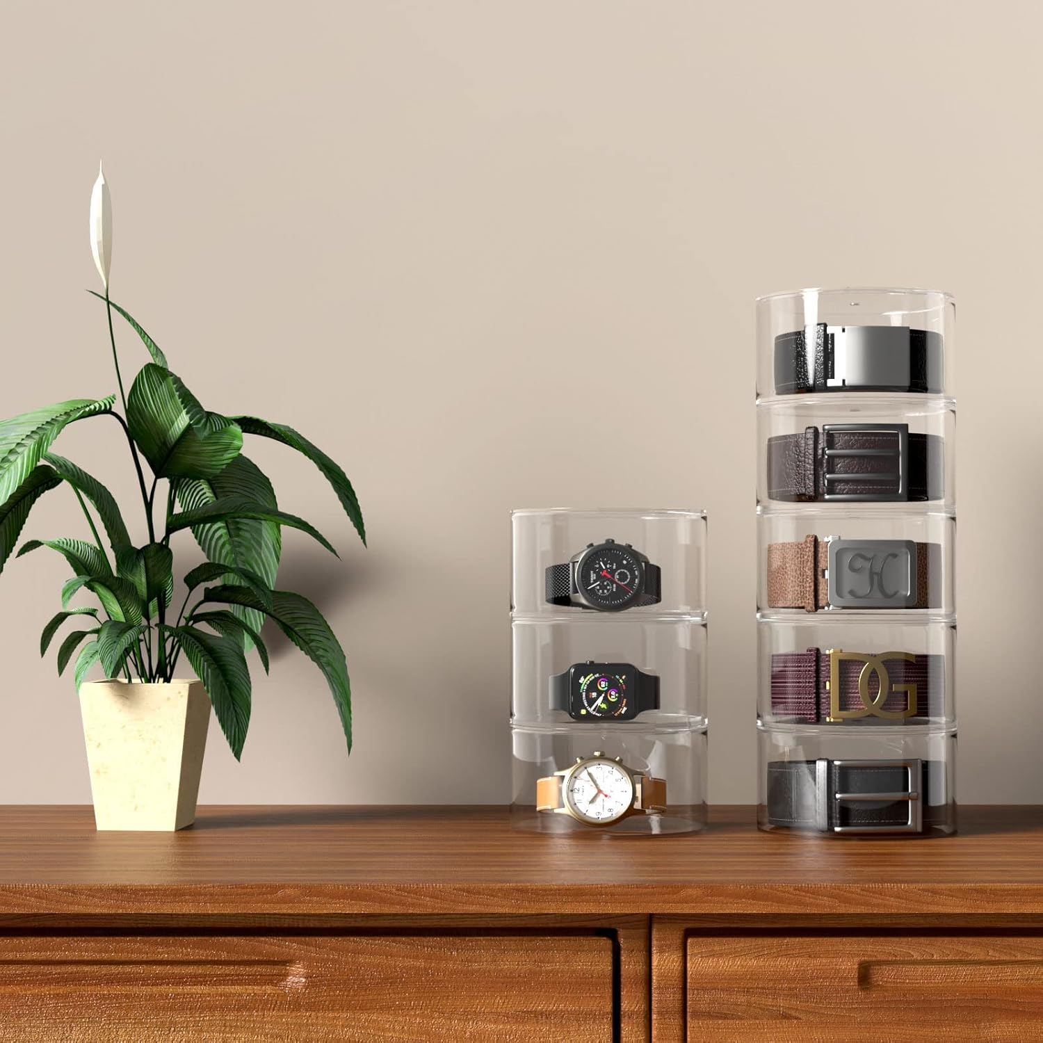 Belt Organizer, Acrylic 5 Layers Belt Case Storage Holder and Display for Accessories like Jewelry,Watch,Bracelets - Image 6