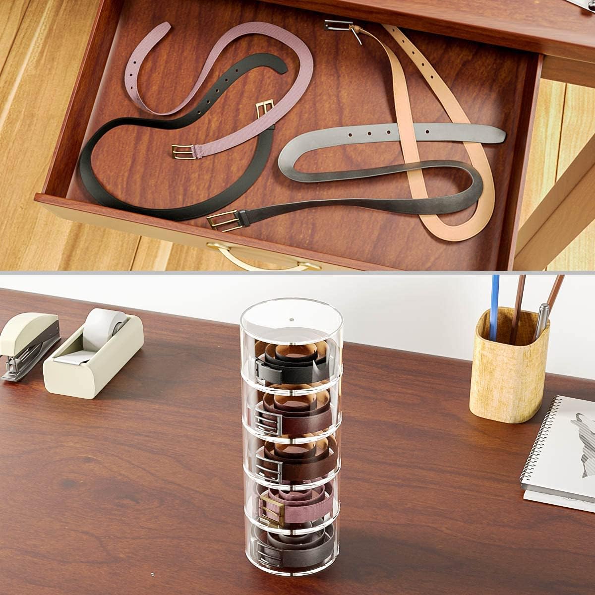 Belt Organizer, Acrylic 5 Layers Belt Case Storage Holder and Display for Accessories like Jewelry,Watch,Bracelets - Image 7