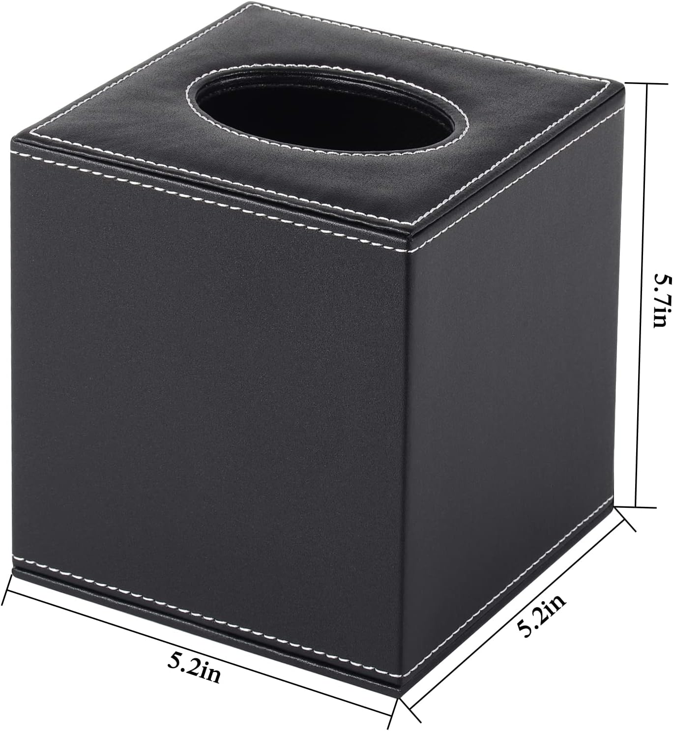 PU Leather Tissue Box Cover Square,Upgrade Large Size Napkin Holder Pumping Paper Case Dispenser,Facial Tissue Holder with Magnetic Bottom for Home Office Car Hotel Restaurant Black (Black-1) - Image 3
