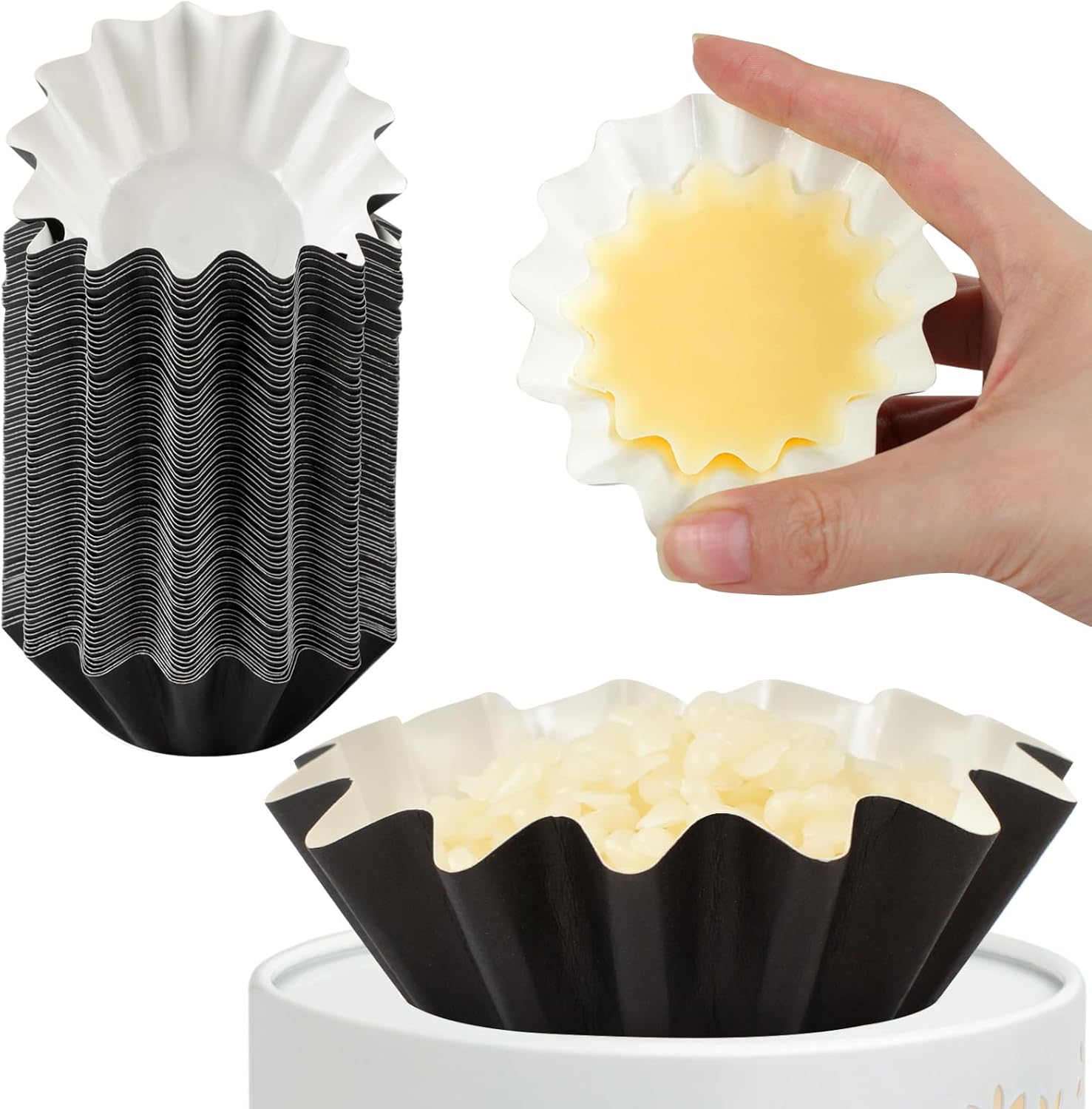 70P Wax Melt Liners, Reusable Wax Warmer Liners for Any Wax Cubes, Leakproof Wax Melt Cups for Scented Candle, Plug in Warmers, Electric Wax Melters and Wax Burner(Black) - Image 1