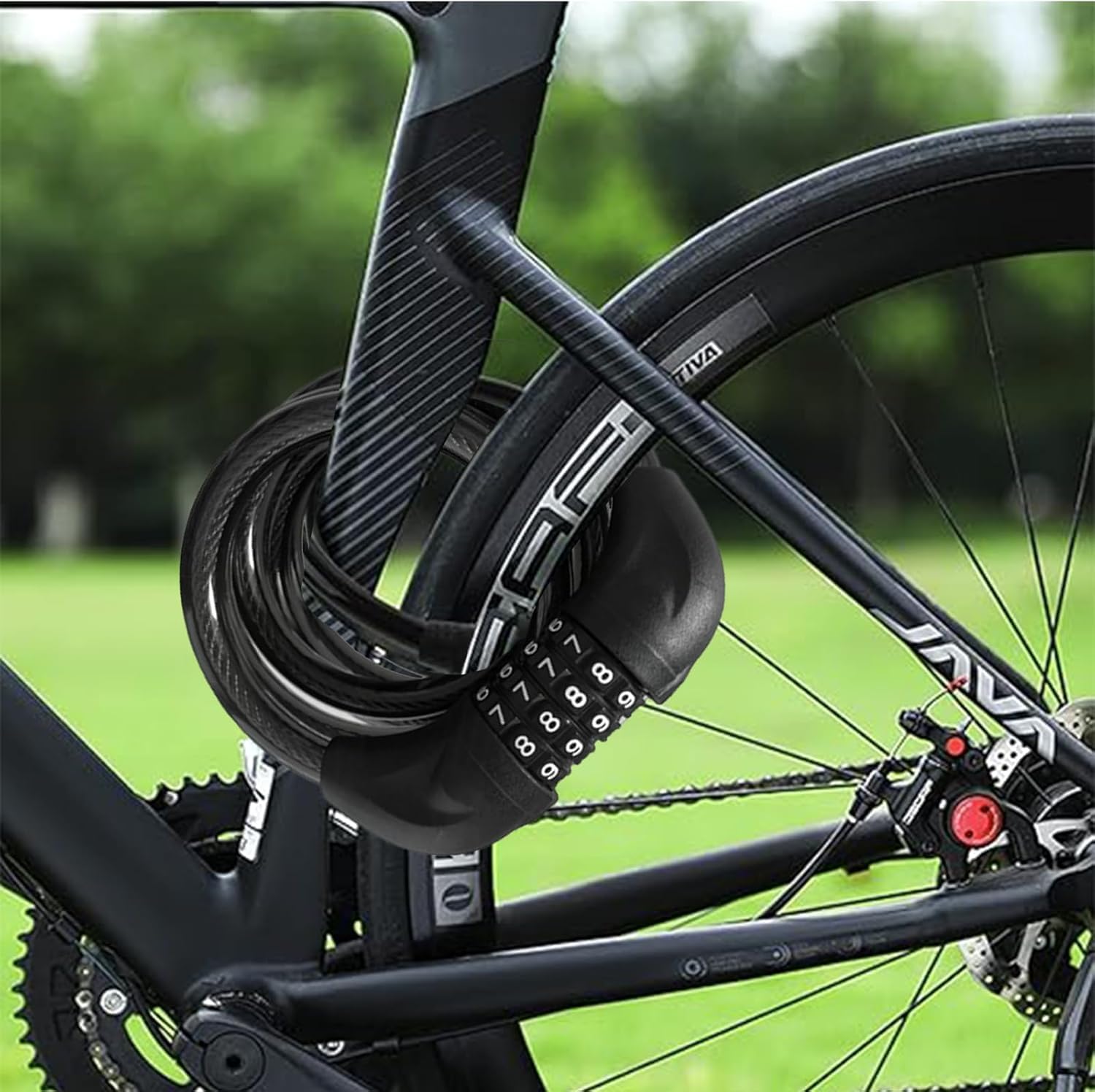 Bike Cable Lock 6FT Long, 4 Digit Resettable Combination Lock, Heavy Duty Steel Cable with Waterproof Vinyl Coating Anti Theft Security Lock for Road Bike E-Bike Scooter Fence Gate Toolbox - Image 5